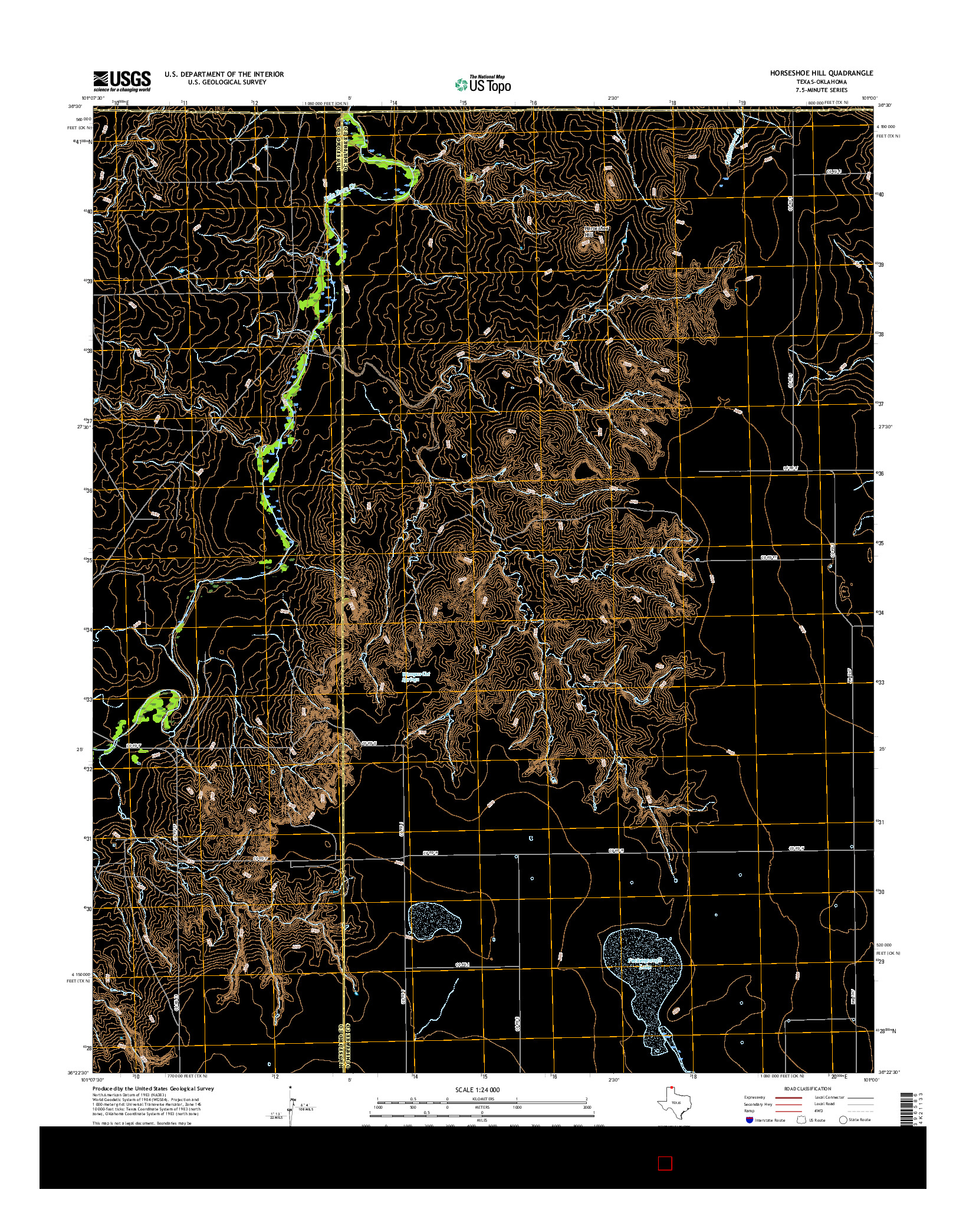 USGS US TOPO 7.5-MINUTE MAP FOR HORSESHOE HILL, TX-OK 2016