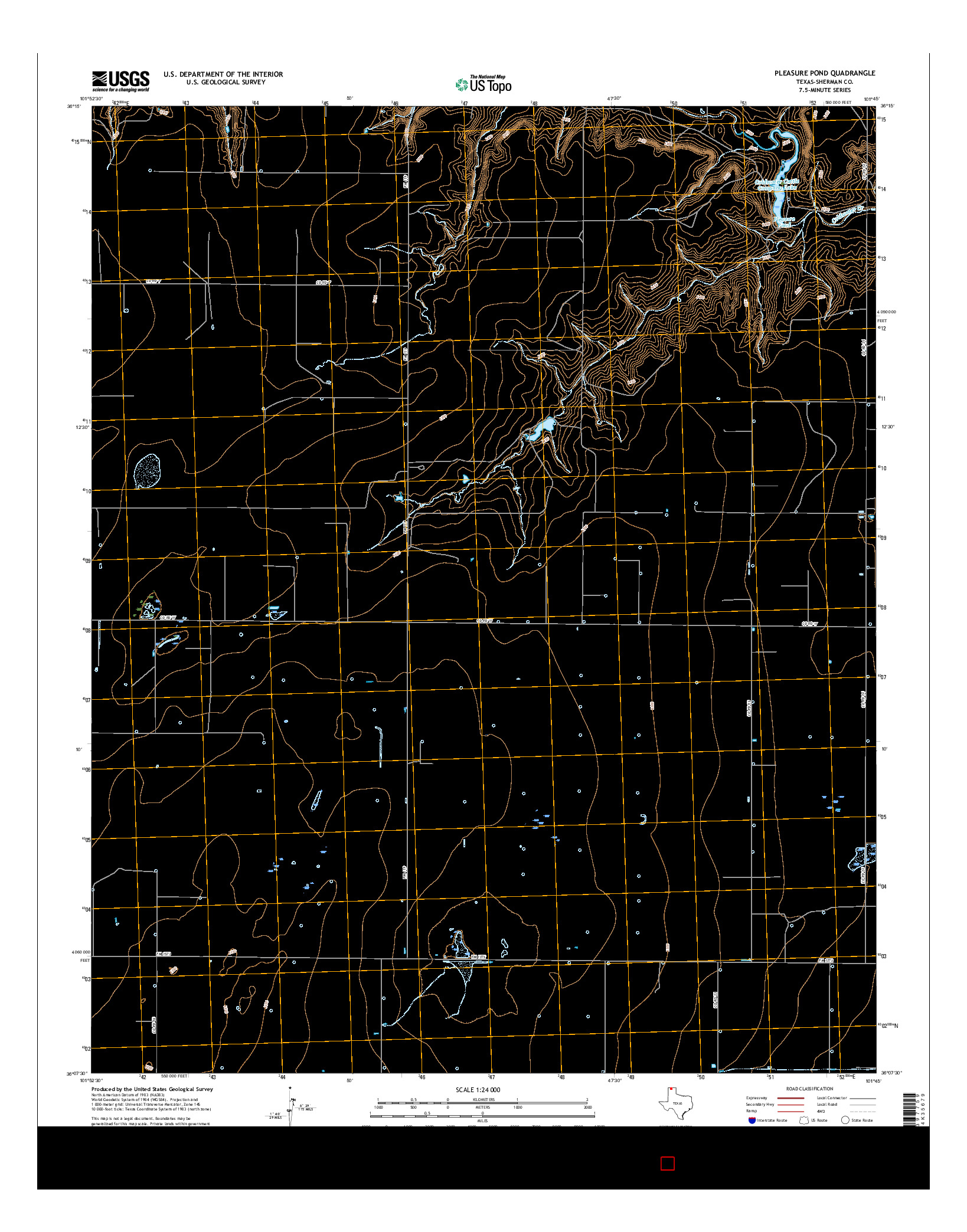 USGS US TOPO 7.5-MINUTE MAP FOR PLEASURE POND, TX 2016