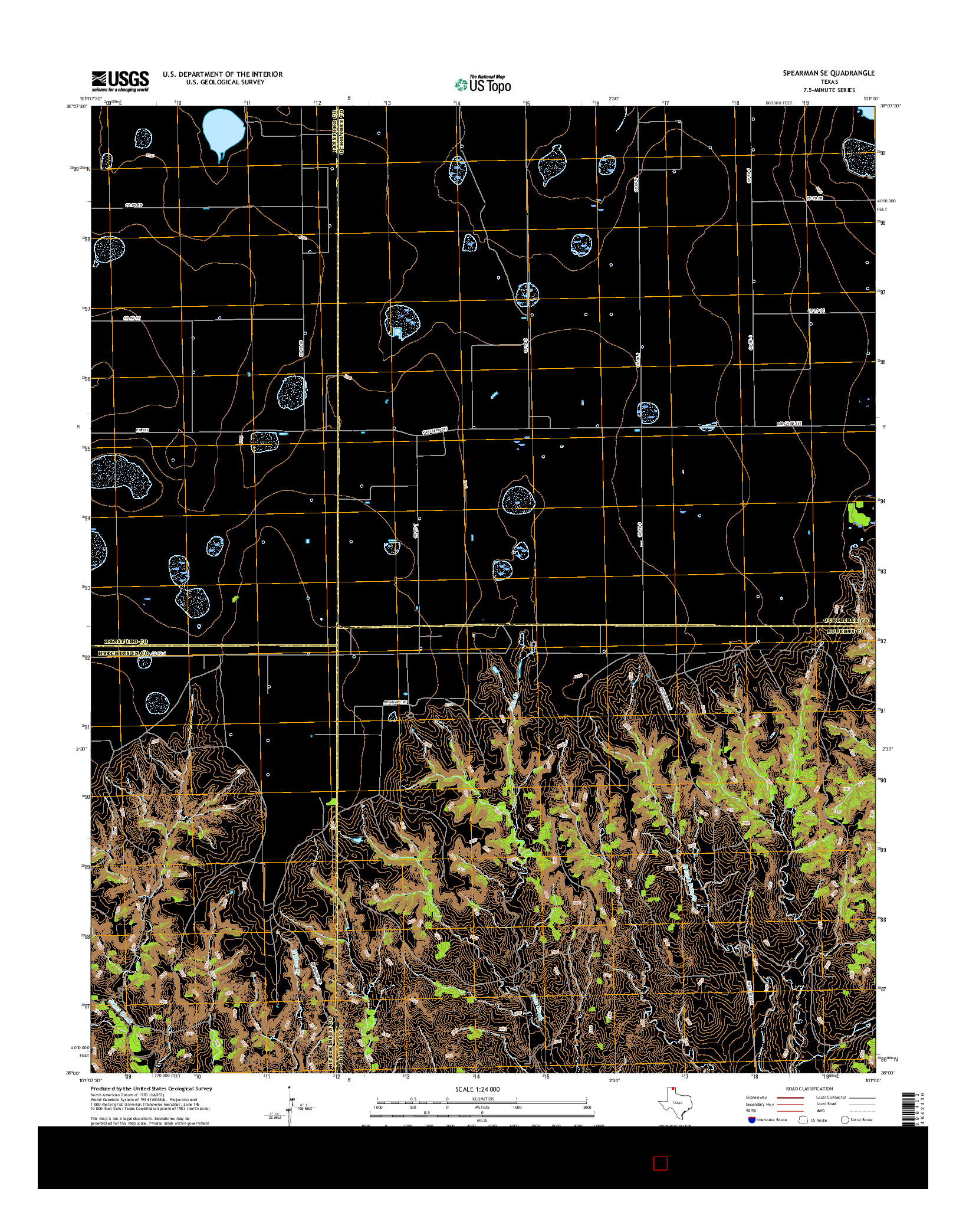 USGS US TOPO 7.5-MINUTE MAP FOR SPEARMAN SE, TX 2016