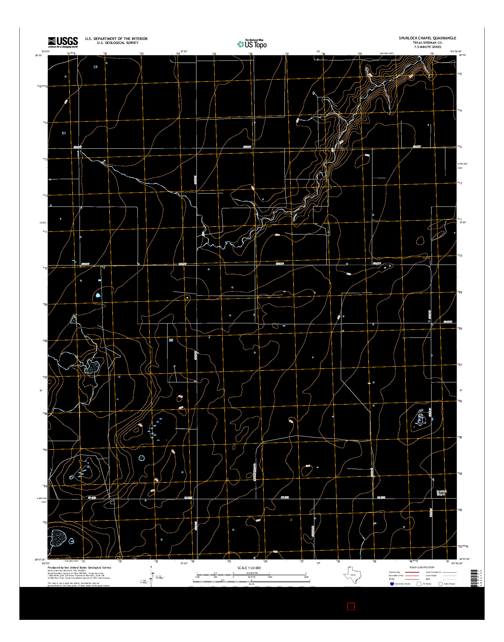 USGS US TOPO 7.5-MINUTE MAP FOR SPURLOCK CHAPEL, TX 2016