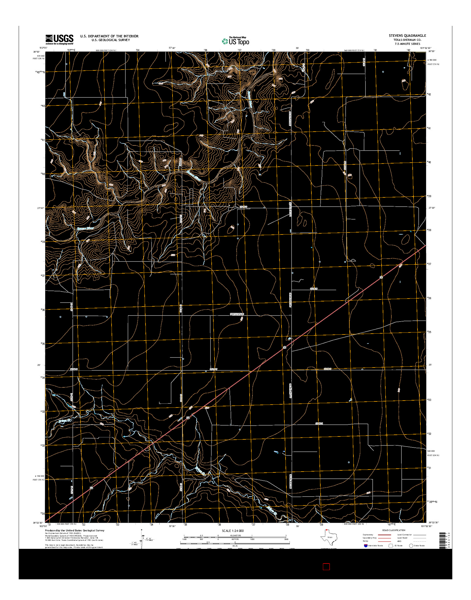 USGS US TOPO 7.5-MINUTE MAP FOR STEVENS, TX 2016