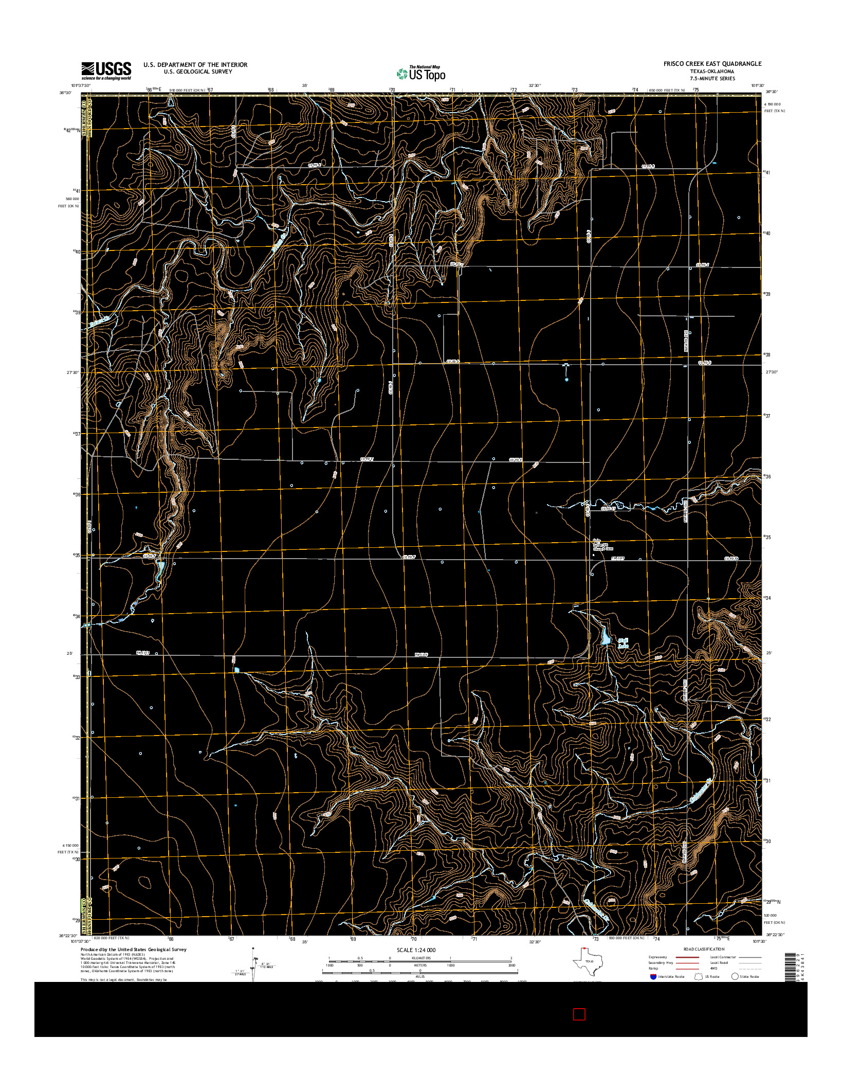 USGS US TOPO 7.5-MINUTE MAP FOR FRISCO CREEK EAST, TX-OK 2016