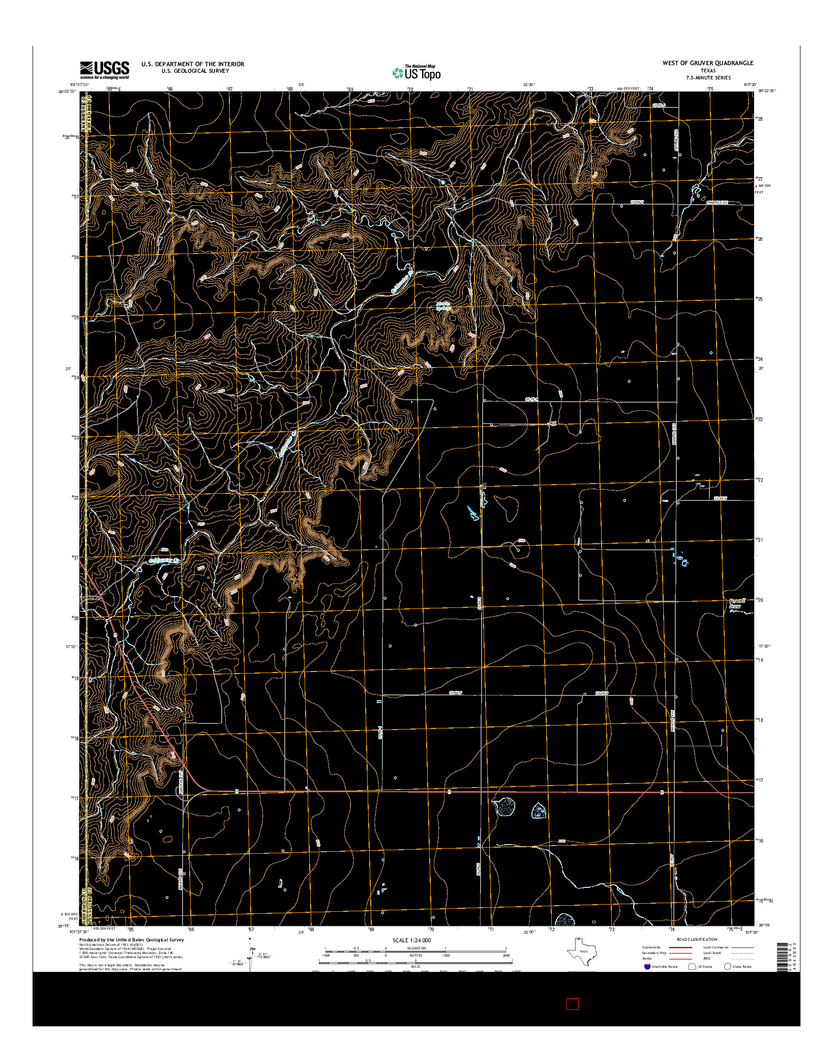 USGS US TOPO 7.5-MINUTE MAP FOR WEST OF GRUVER, TX 2016
