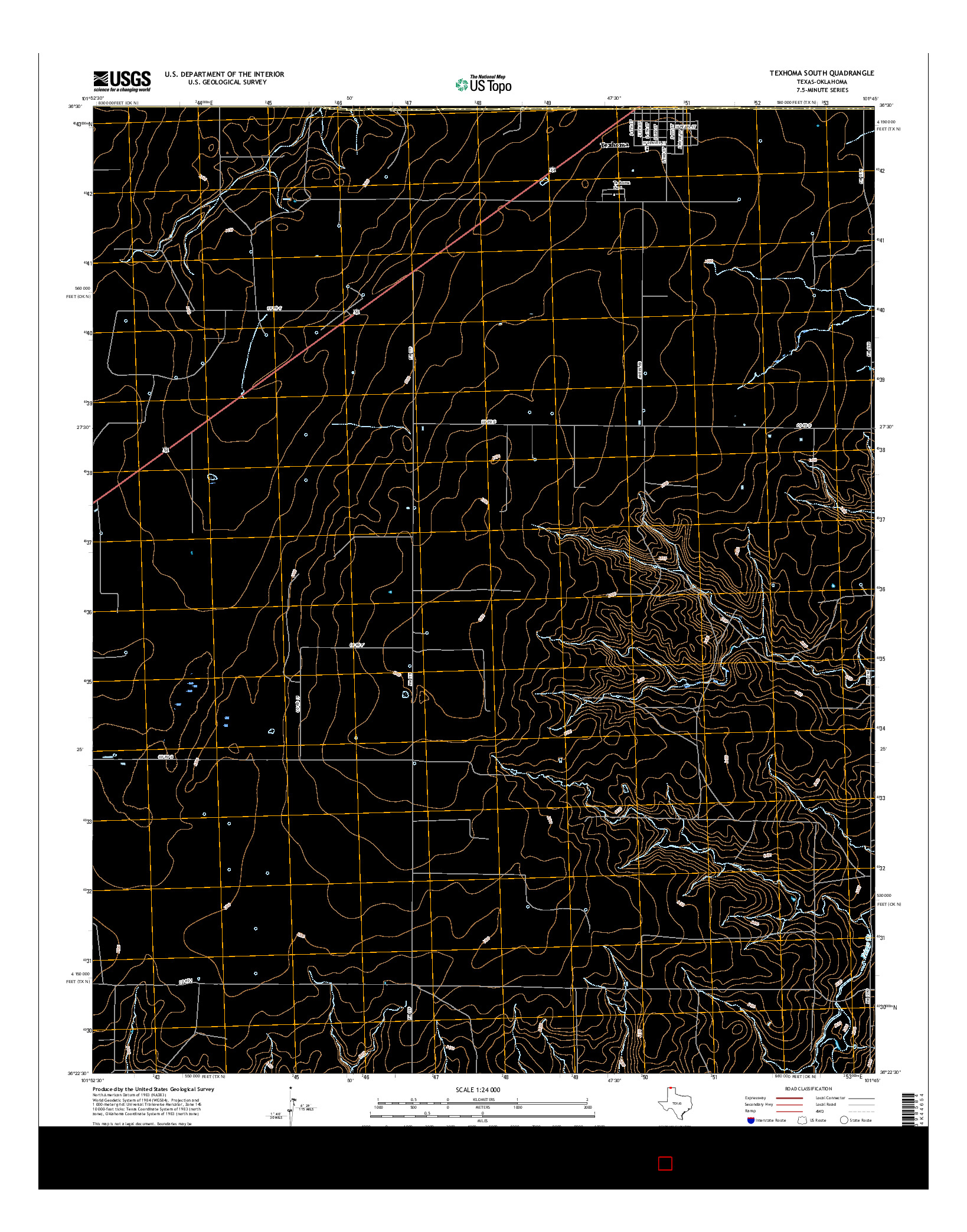 USGS US TOPO 7.5-MINUTE MAP FOR TEXHOMA SOUTH, TX-OK 2016