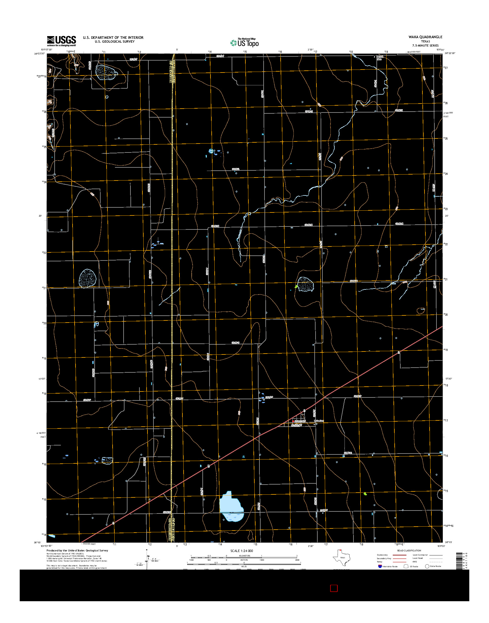 USGS US TOPO 7.5-MINUTE MAP FOR WAKA, TX 2016