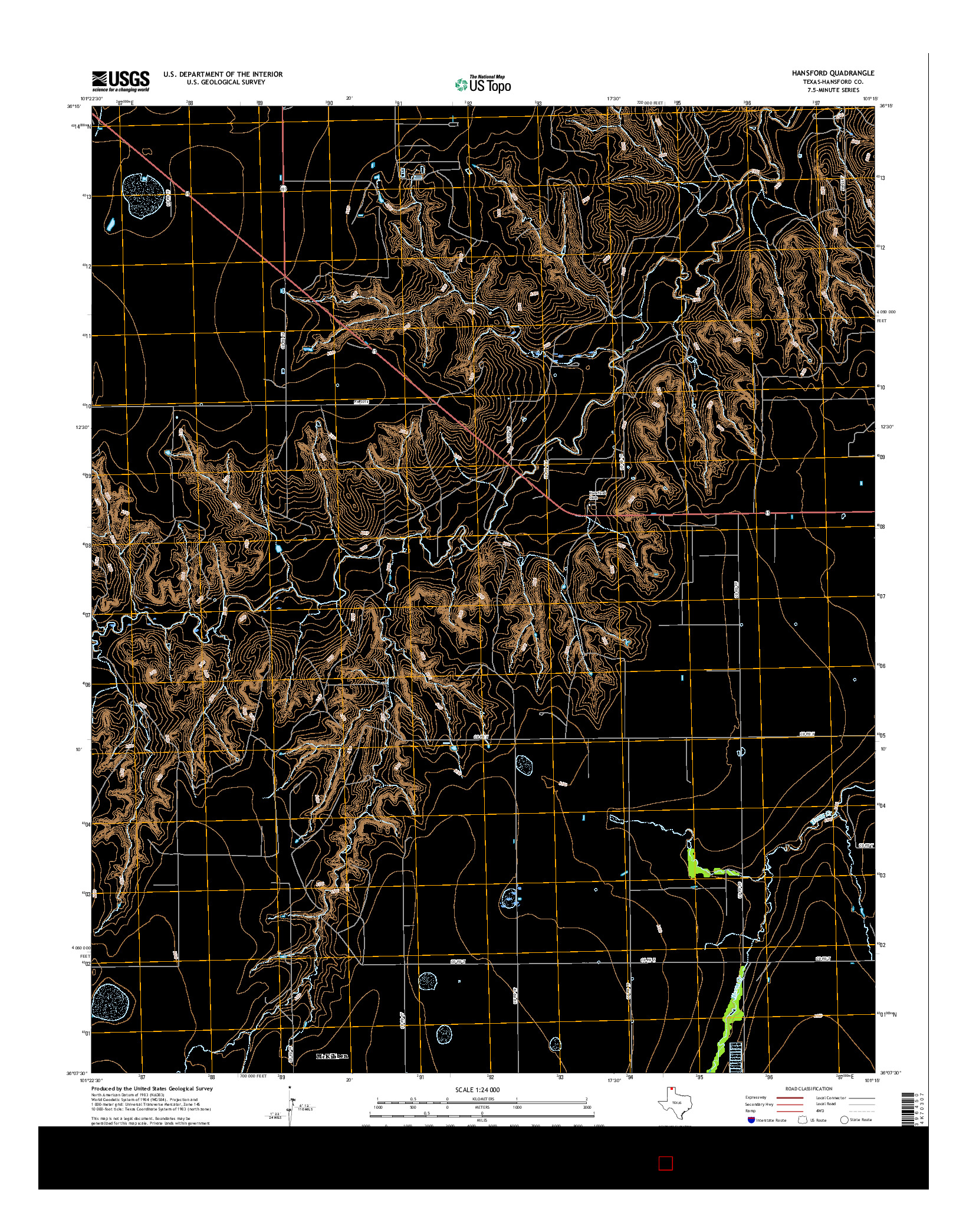 USGS US TOPO 7.5-MINUTE MAP FOR HANSFORD, TX 2016