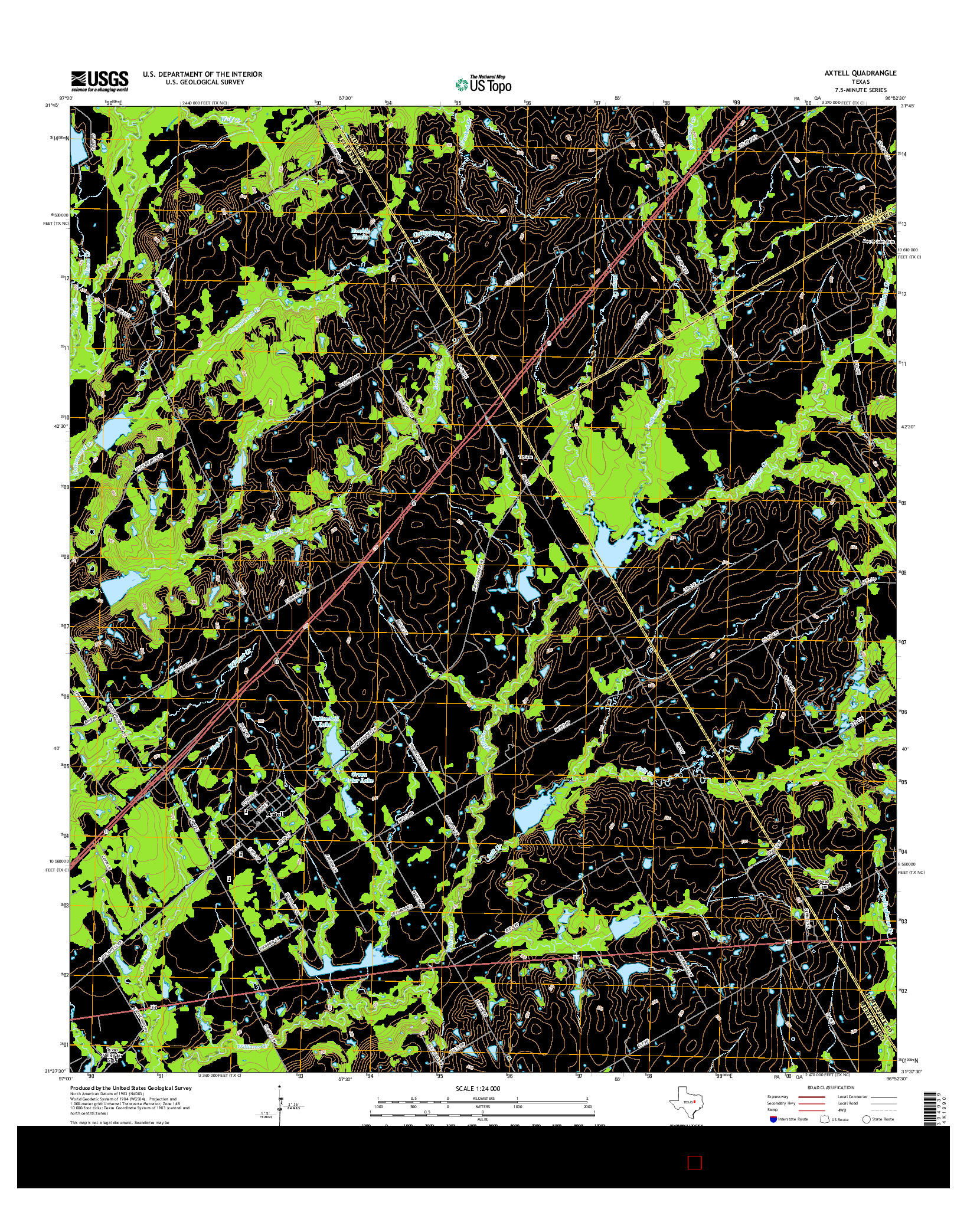 USGS US TOPO 7.5-MINUTE MAP FOR AXTELL, TX 2016