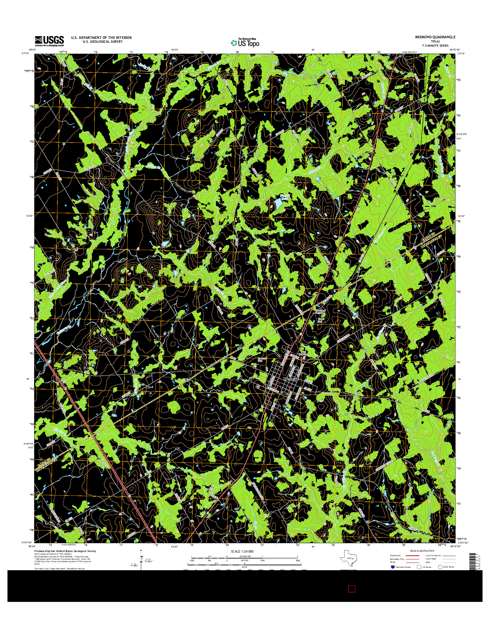 USGS US TOPO 7.5-MINUTE MAP FOR BREMOND, TX 2016