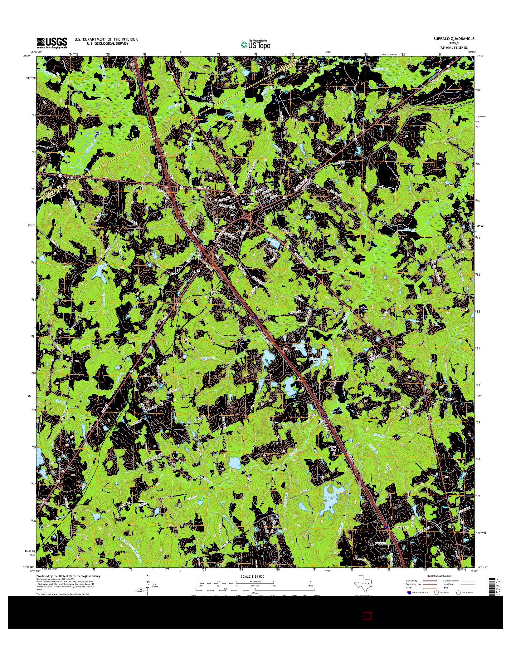 USGS US TOPO 7.5-MINUTE MAP FOR BUFFALO, TX 2016