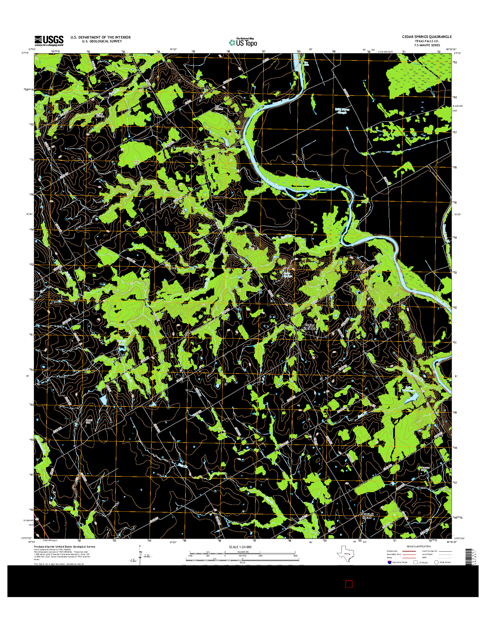 USGS US TOPO 7.5-MINUTE MAP FOR CEDAR SPRINGS, TX 2016