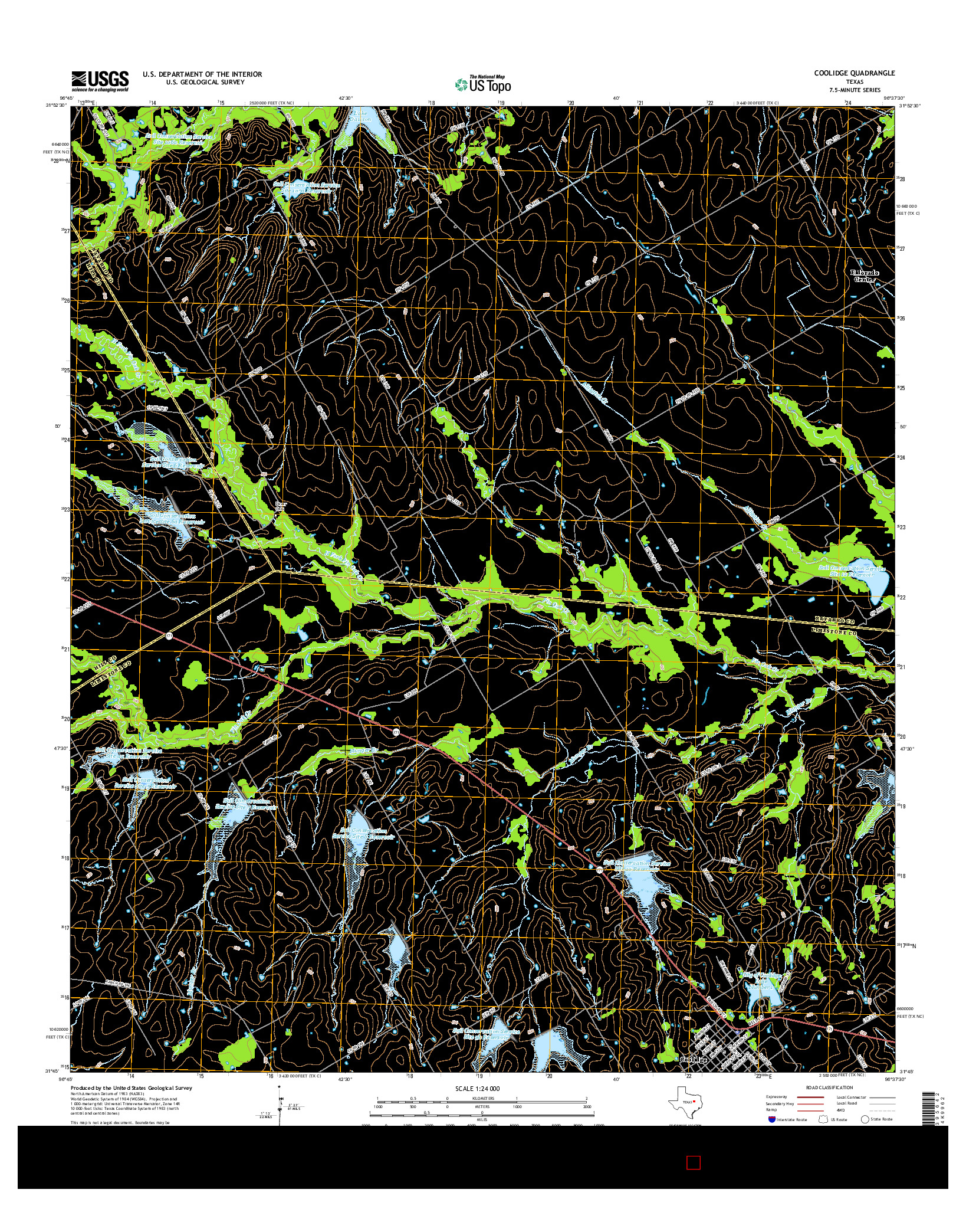 USGS US TOPO 7.5-MINUTE MAP FOR COOLIDGE, TX 2016