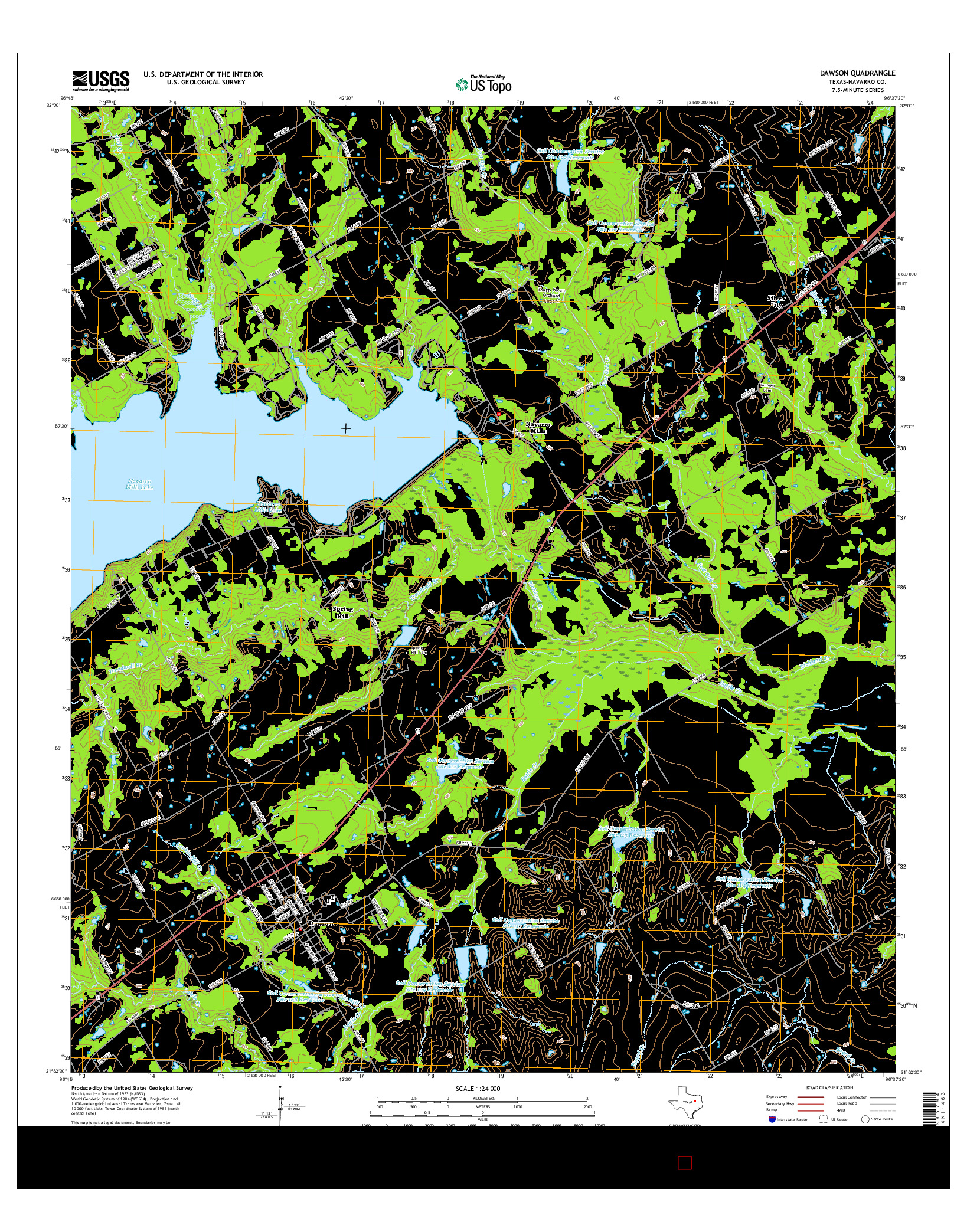 USGS US TOPO 7.5-MINUTE MAP FOR DAWSON, TX 2016