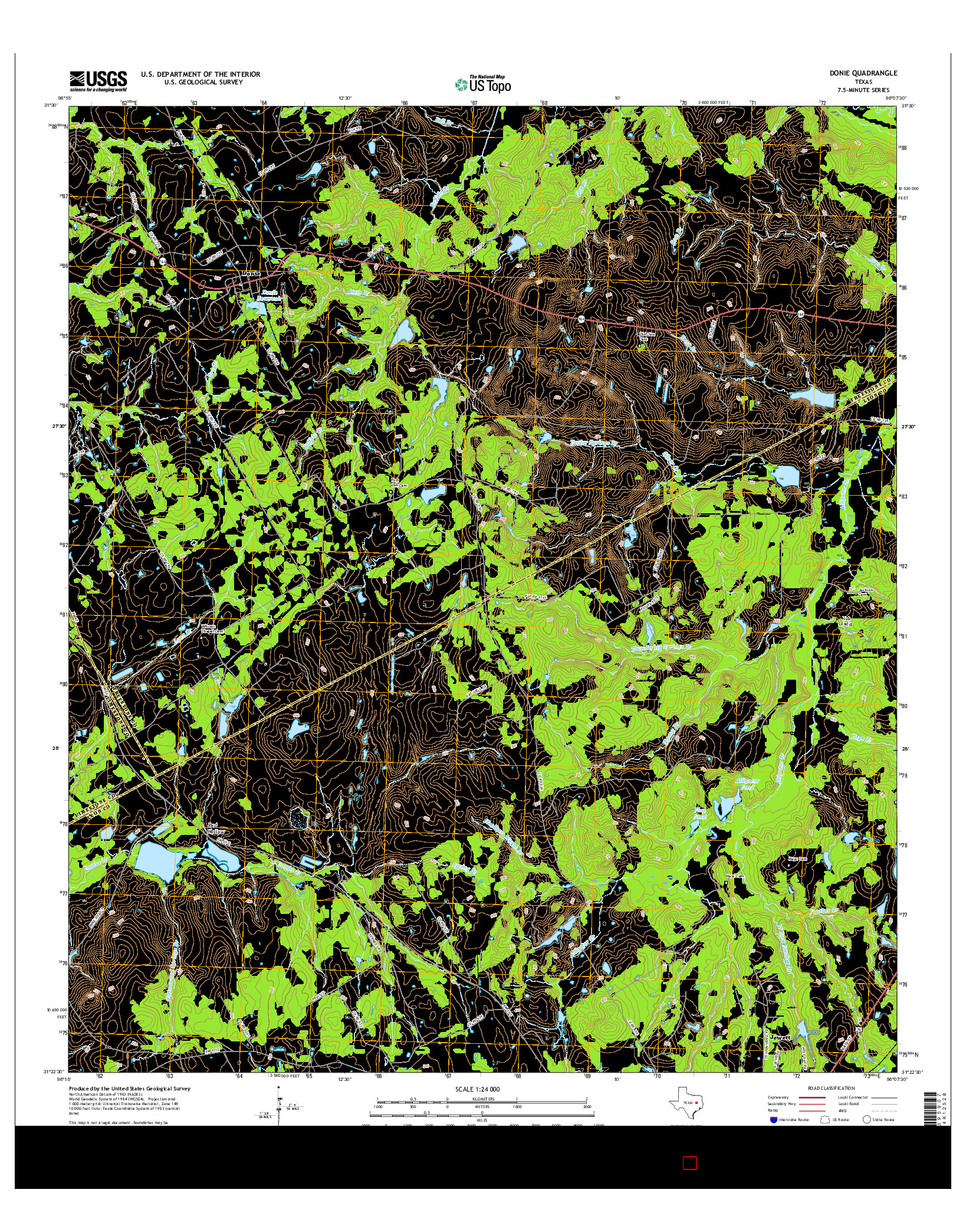 USGS US TOPO 7.5-MINUTE MAP FOR DONIE, TX 2016