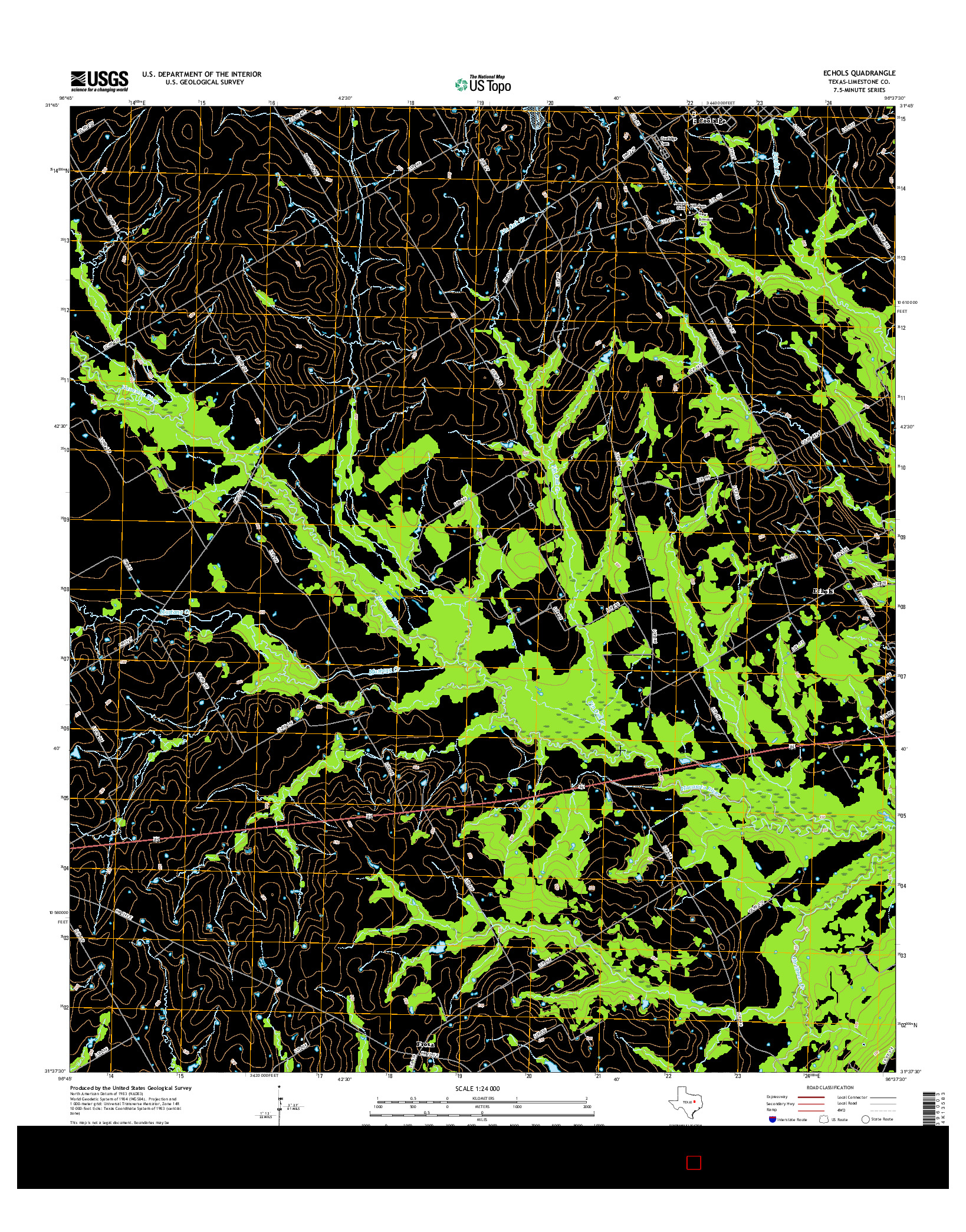 USGS US TOPO 7.5-MINUTE MAP FOR ECHOLS, TX 2016