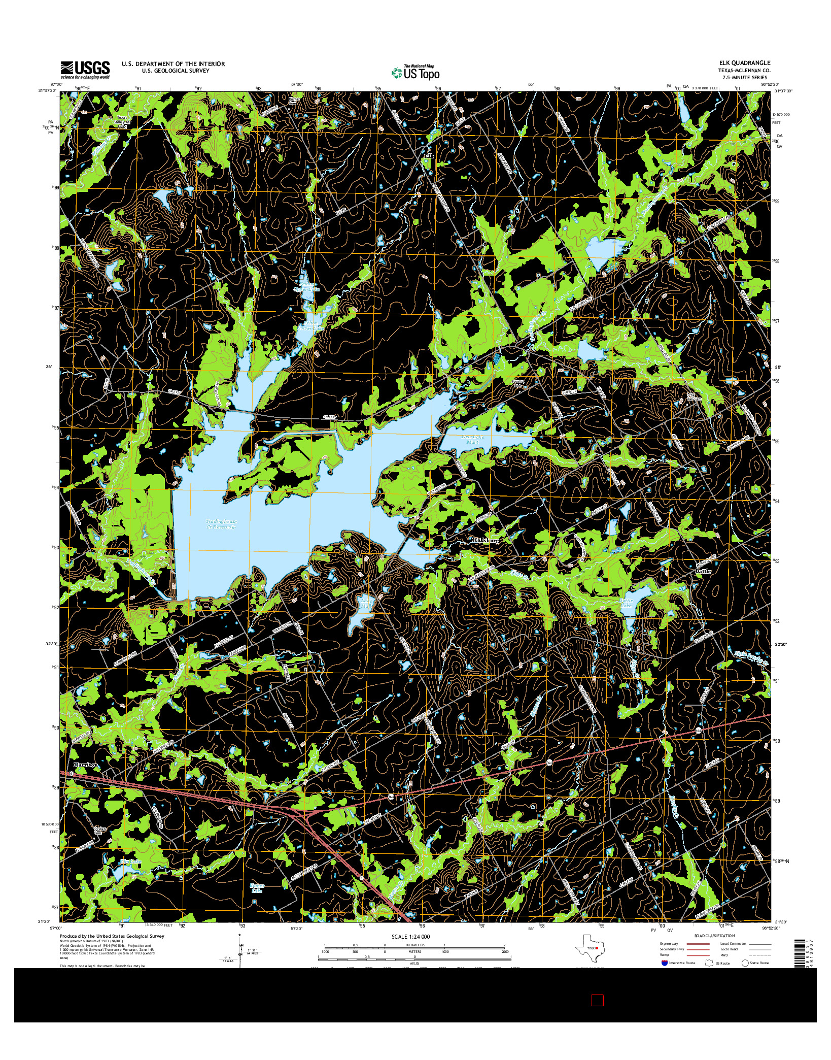 USGS US TOPO 7.5-MINUTE MAP FOR ELK, TX 2016