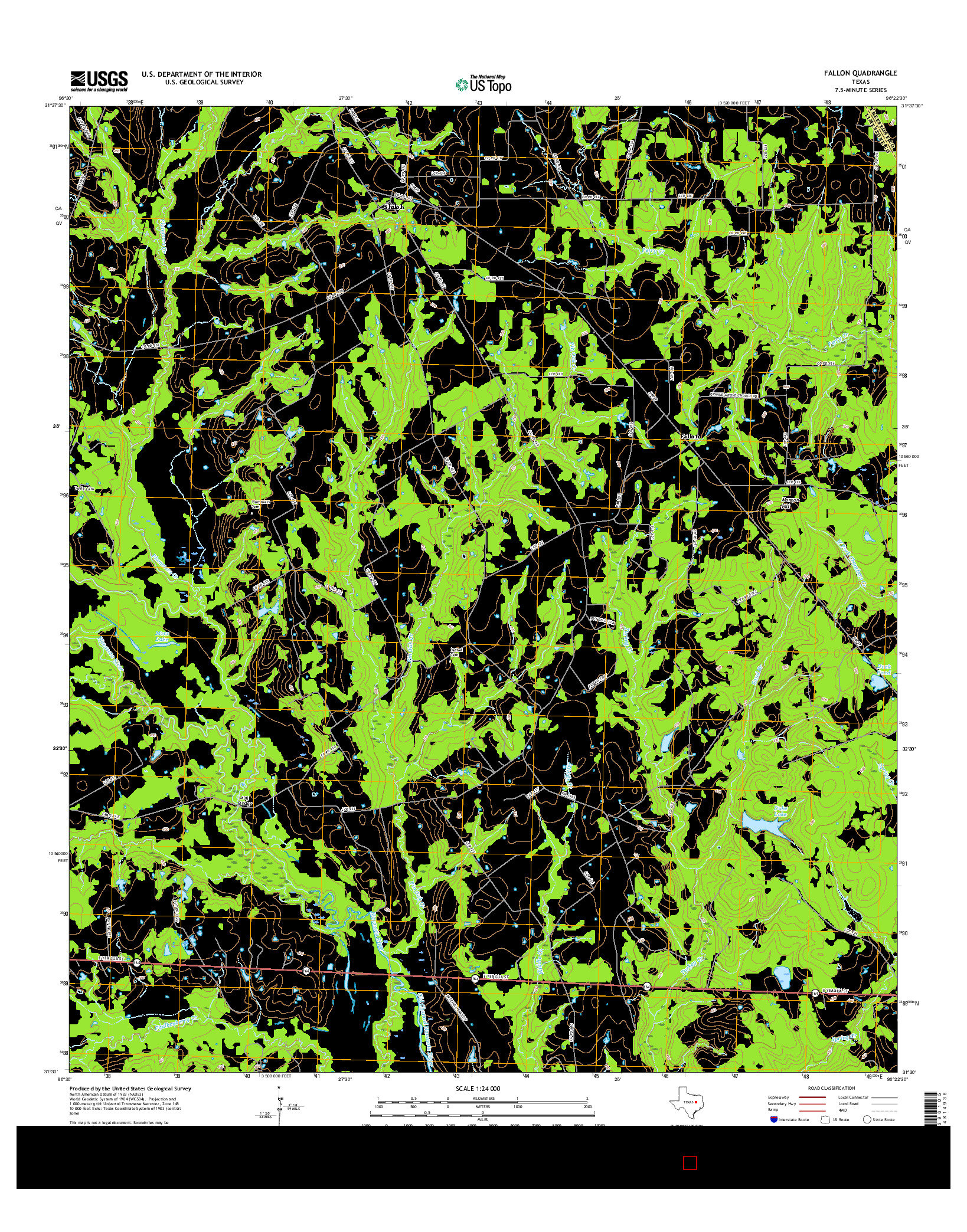 USGS US TOPO 7.5-MINUTE MAP FOR FALLON, TX 2016