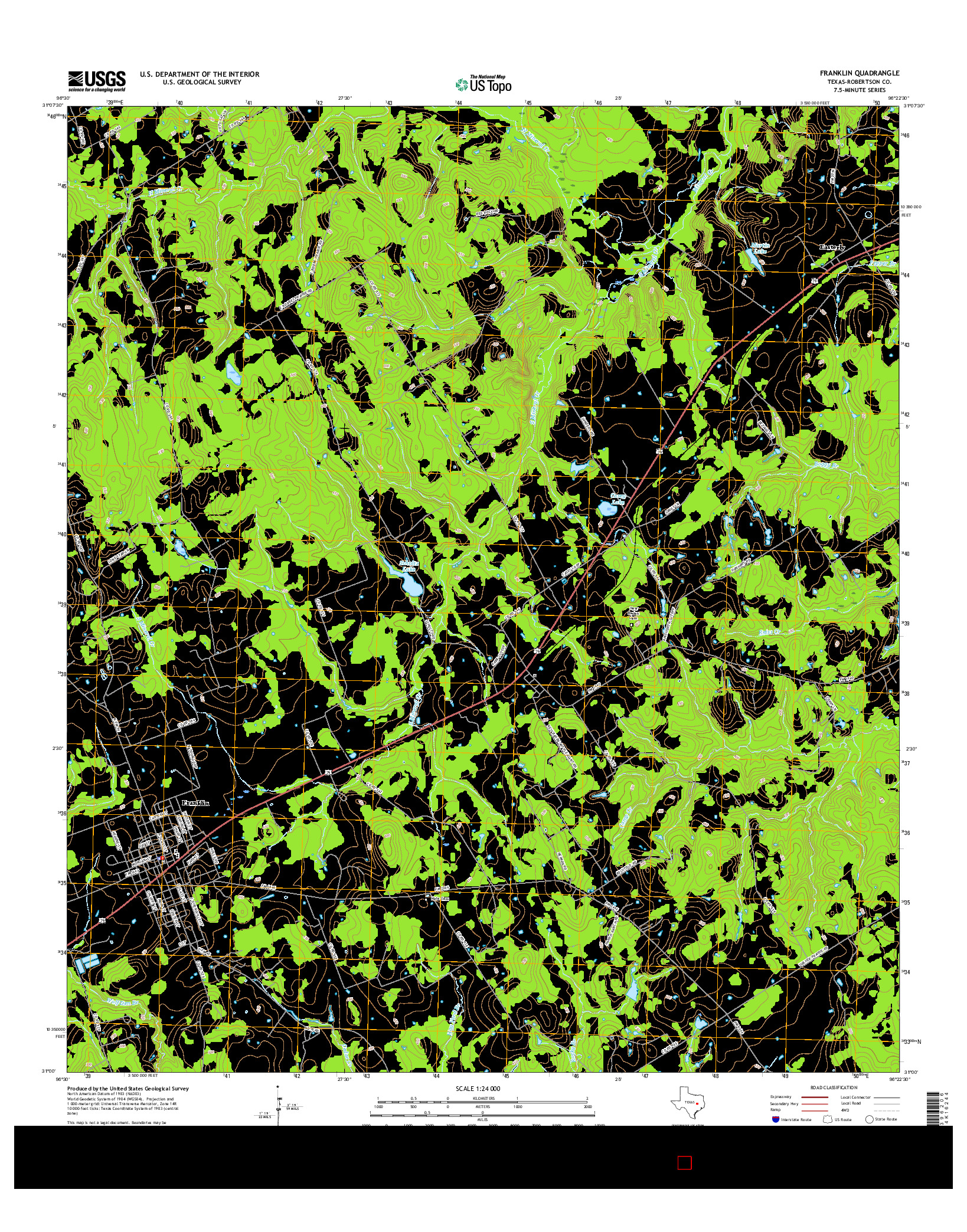 USGS US TOPO 7.5-MINUTE MAP FOR FRANKLIN, TX 2016