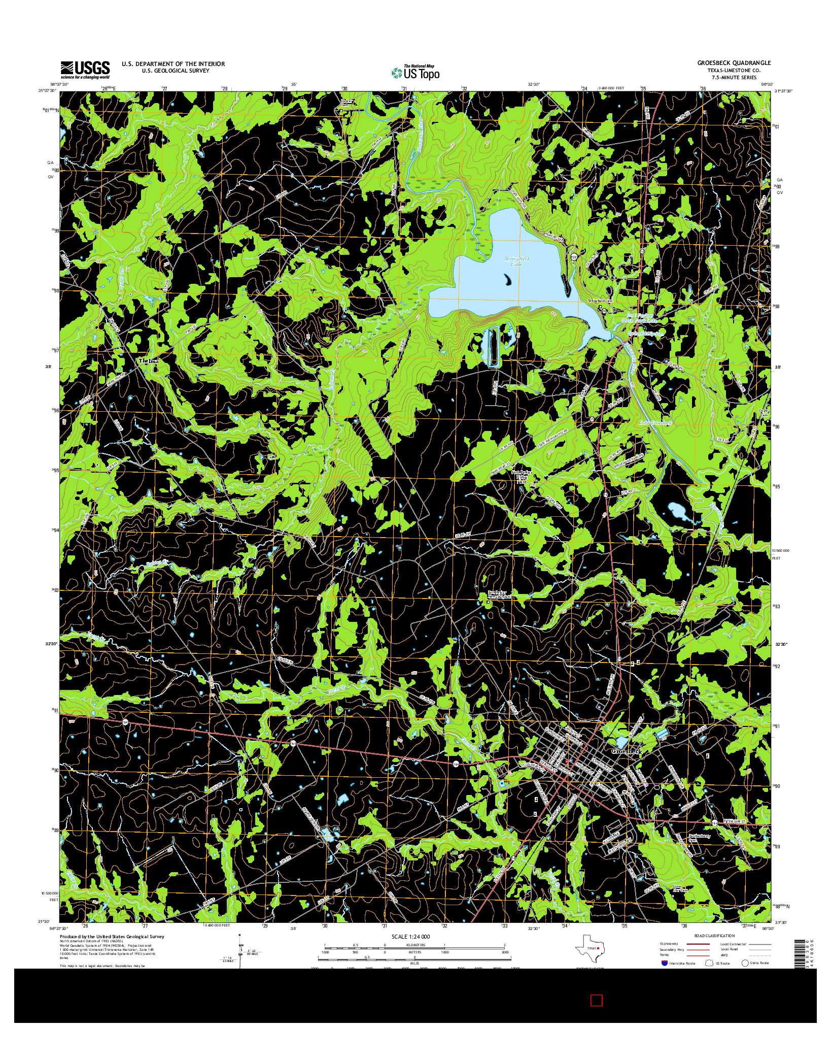 USGS US TOPO 7.5-MINUTE MAP FOR GROESBECK, TX 2016