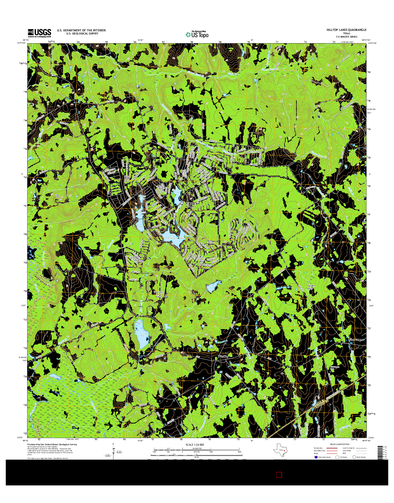 USGS US TOPO 7.5-MINUTE MAP FOR HILLTOP LAKES, TX 2016