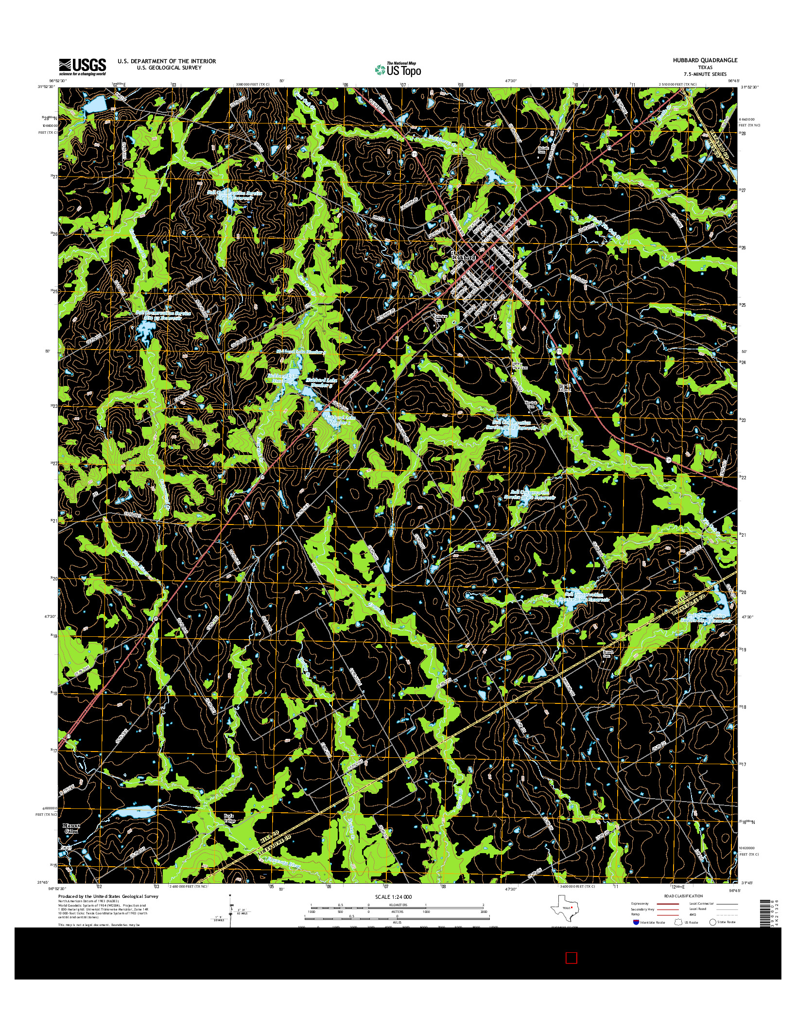 USGS US TOPO 7.5-MINUTE MAP FOR HUBBARD, TX 2016