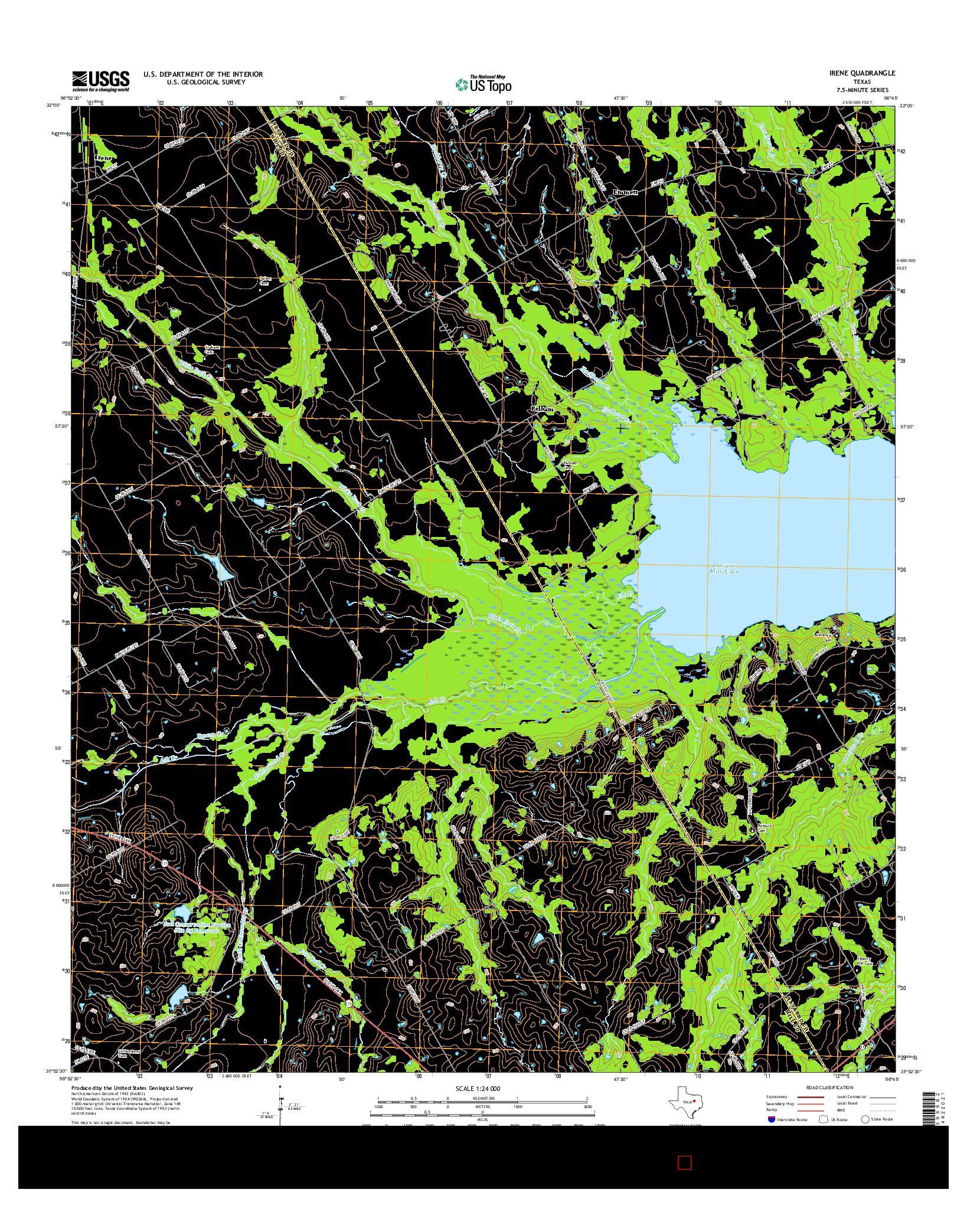 USGS US TOPO 7.5-MINUTE MAP FOR IRENE, TX 2016