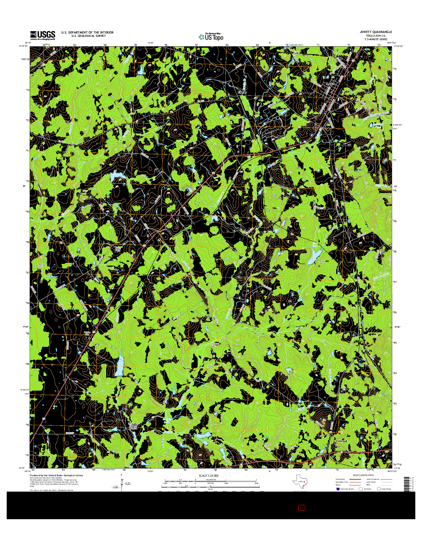 USGS US TOPO 7.5-MINUTE MAP FOR JEWETT, TX 2016