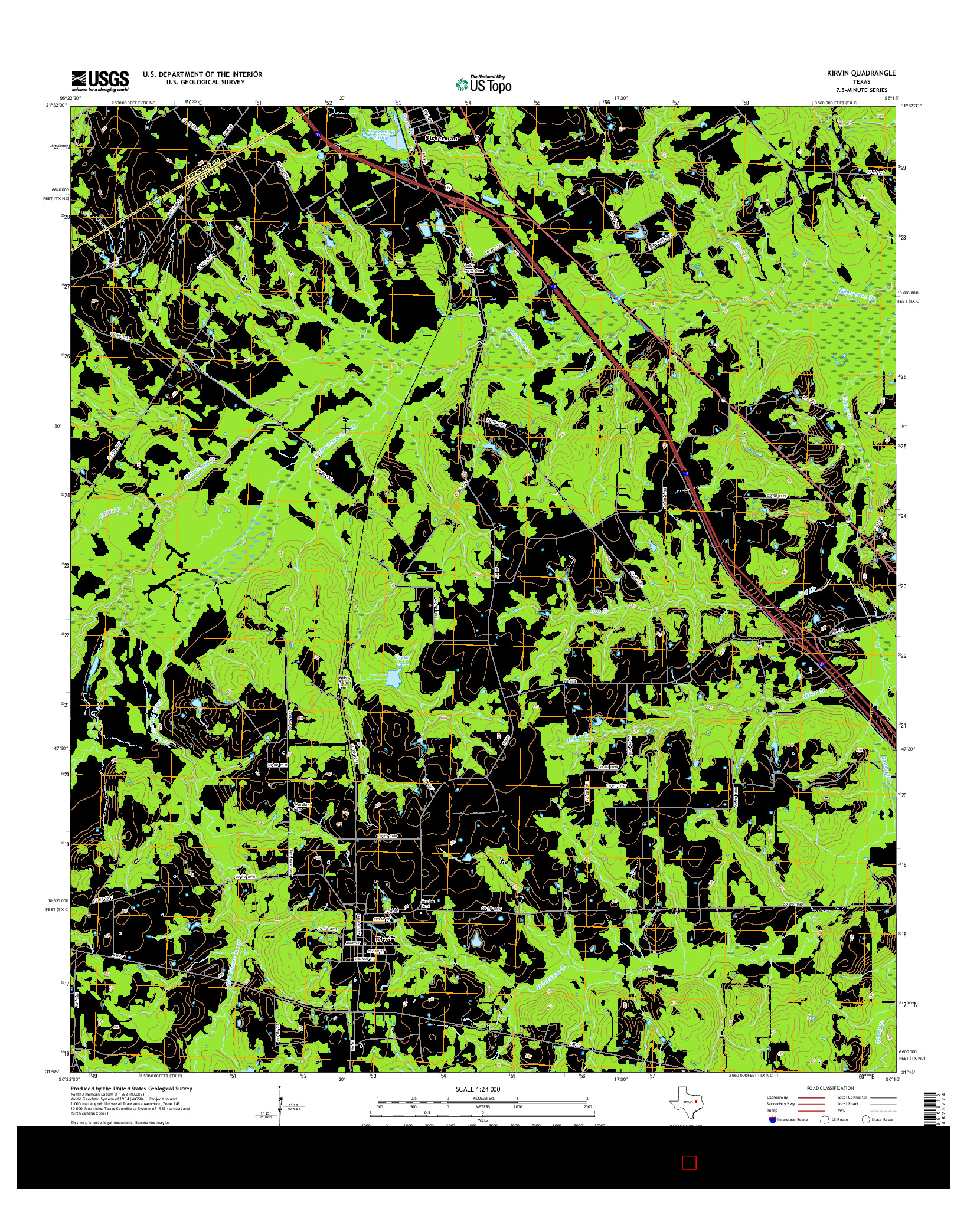 USGS US TOPO 7.5-MINUTE MAP FOR KIRVIN, TX 2016