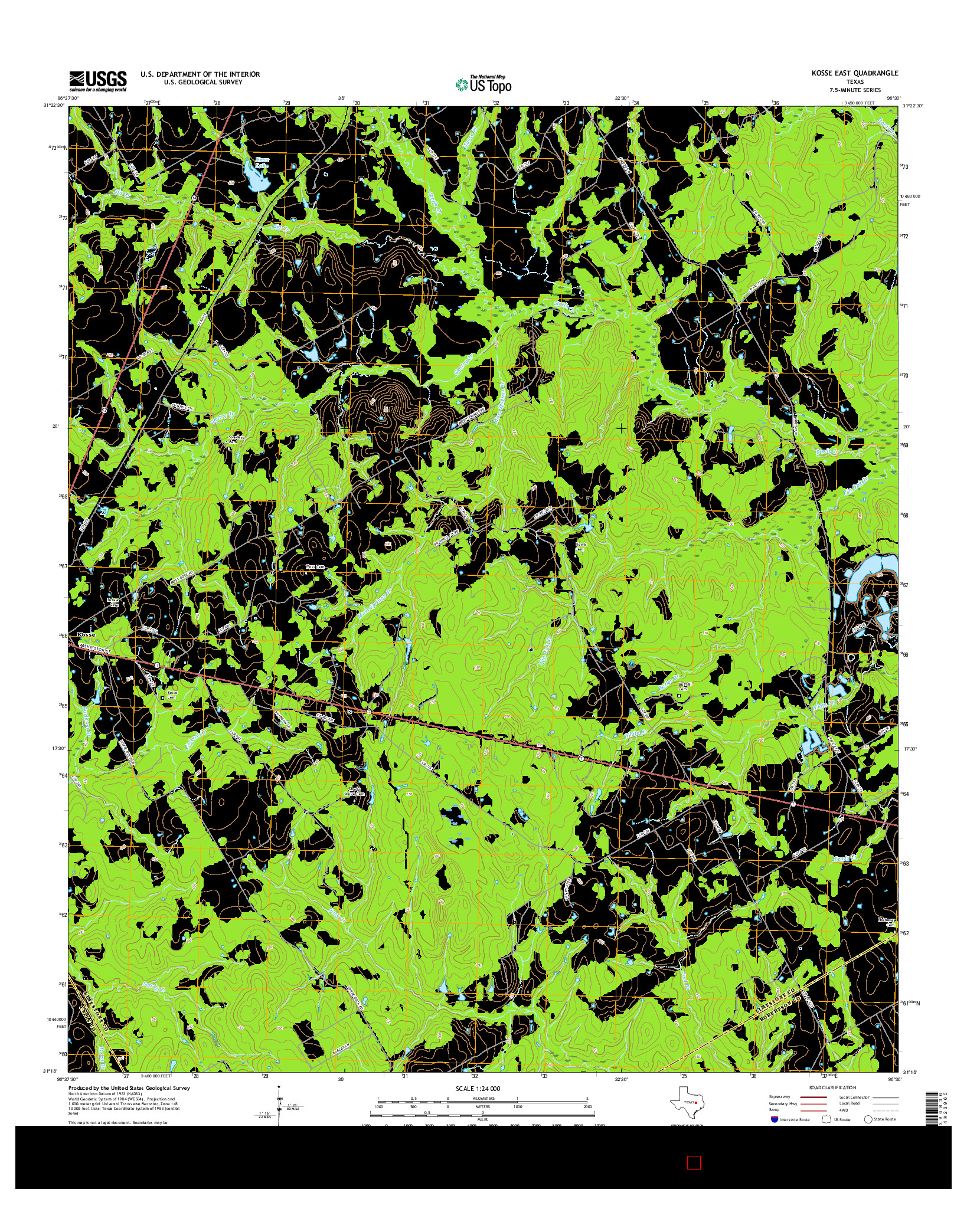 USGS US TOPO 7.5-MINUTE MAP FOR KOSSE EAST, TX 2016