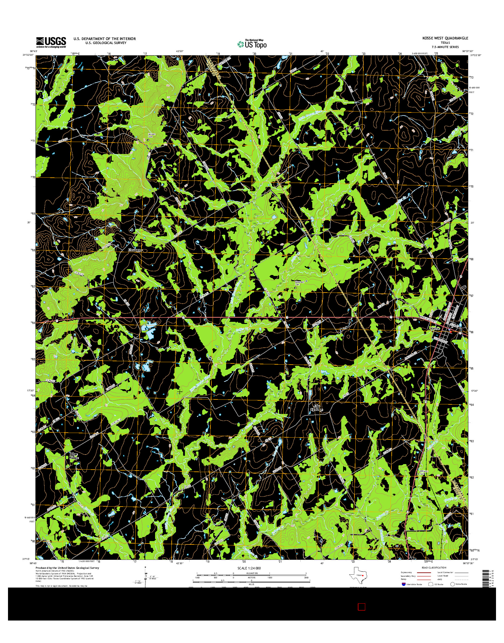 USGS US TOPO 7.5-MINUTE MAP FOR KOSSE WEST, TX 2016