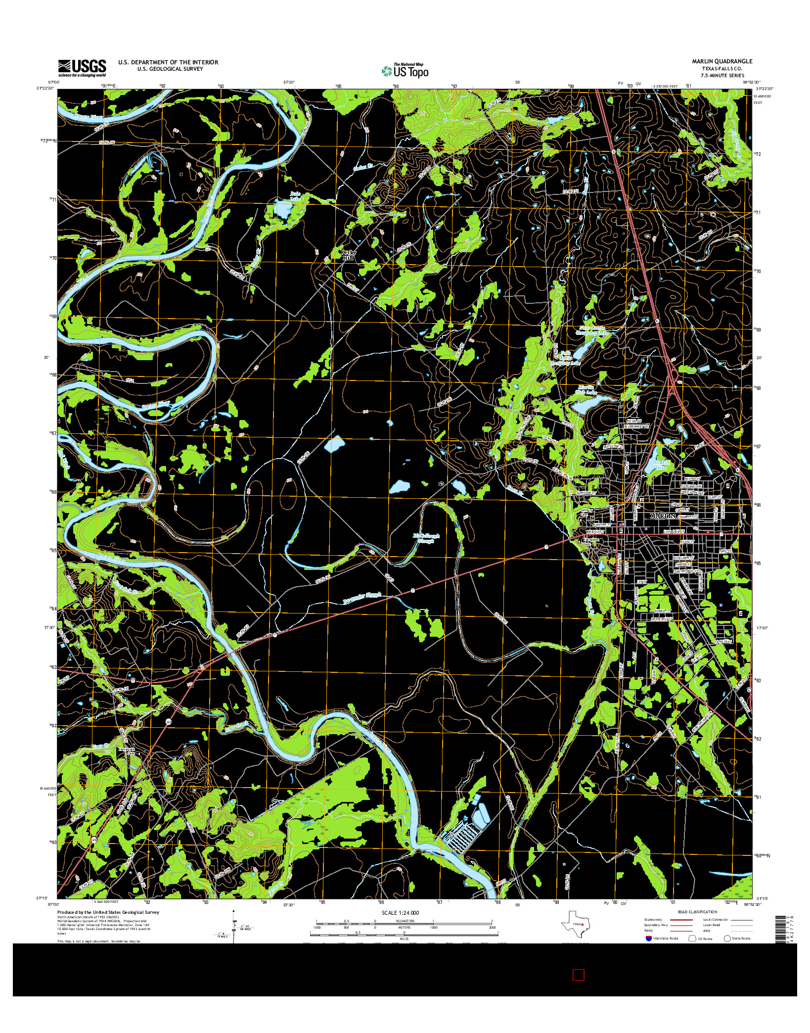 USGS US TOPO 7.5-MINUTE MAP FOR MARLIN, TX 2016