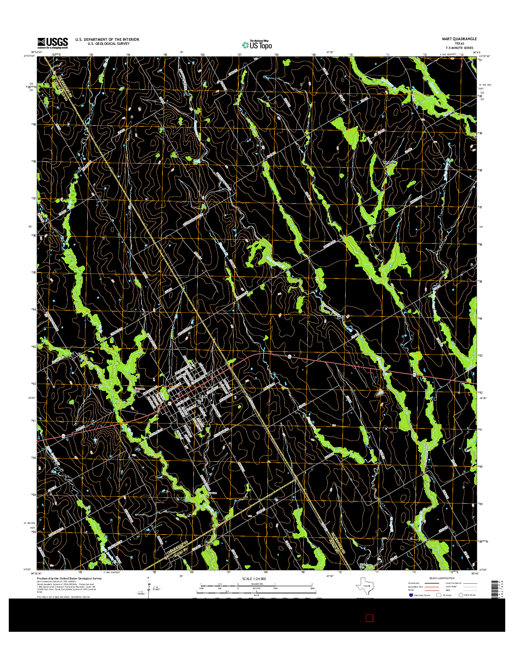 USGS US TOPO 7.5-MINUTE MAP FOR MART, TX 2016