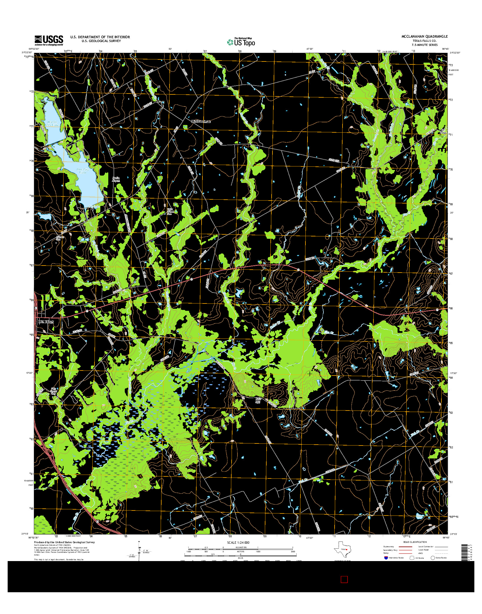 USGS US TOPO 7.5-MINUTE MAP FOR MCCLANAHAN, TX 2016