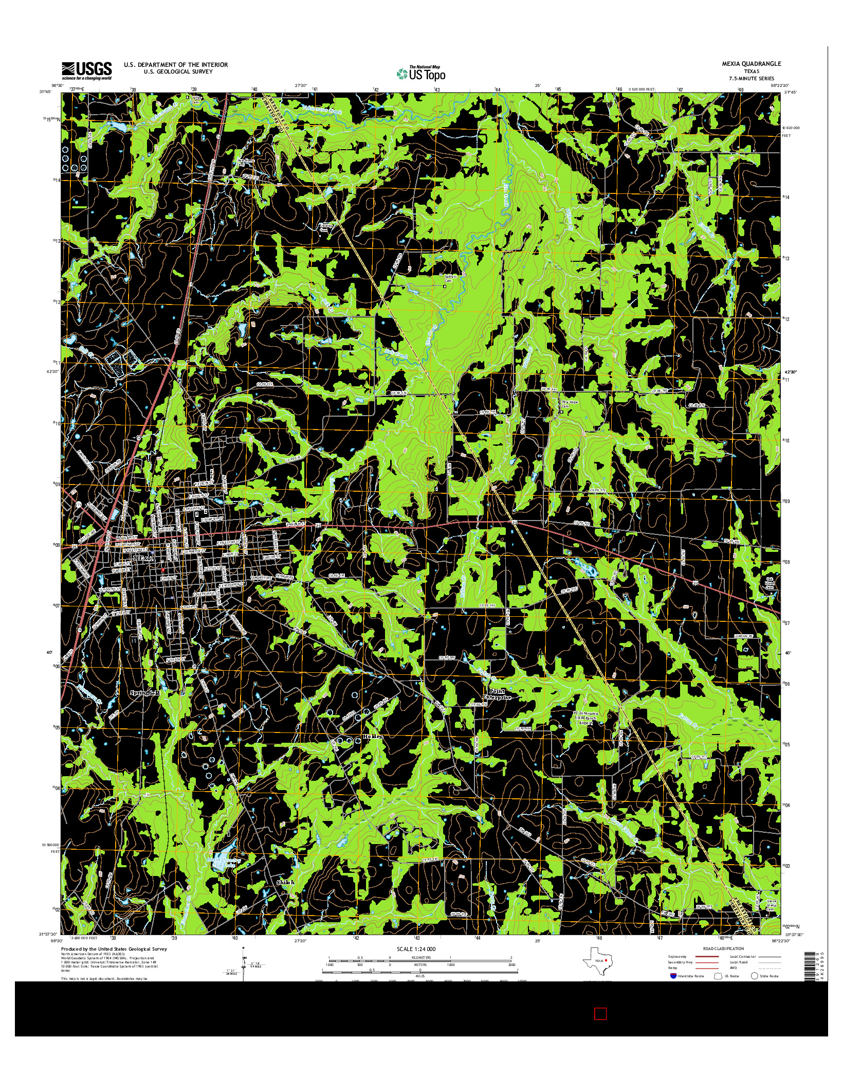 USGS US TOPO 7.5-MINUTE MAP FOR MEXIA, TX 2016