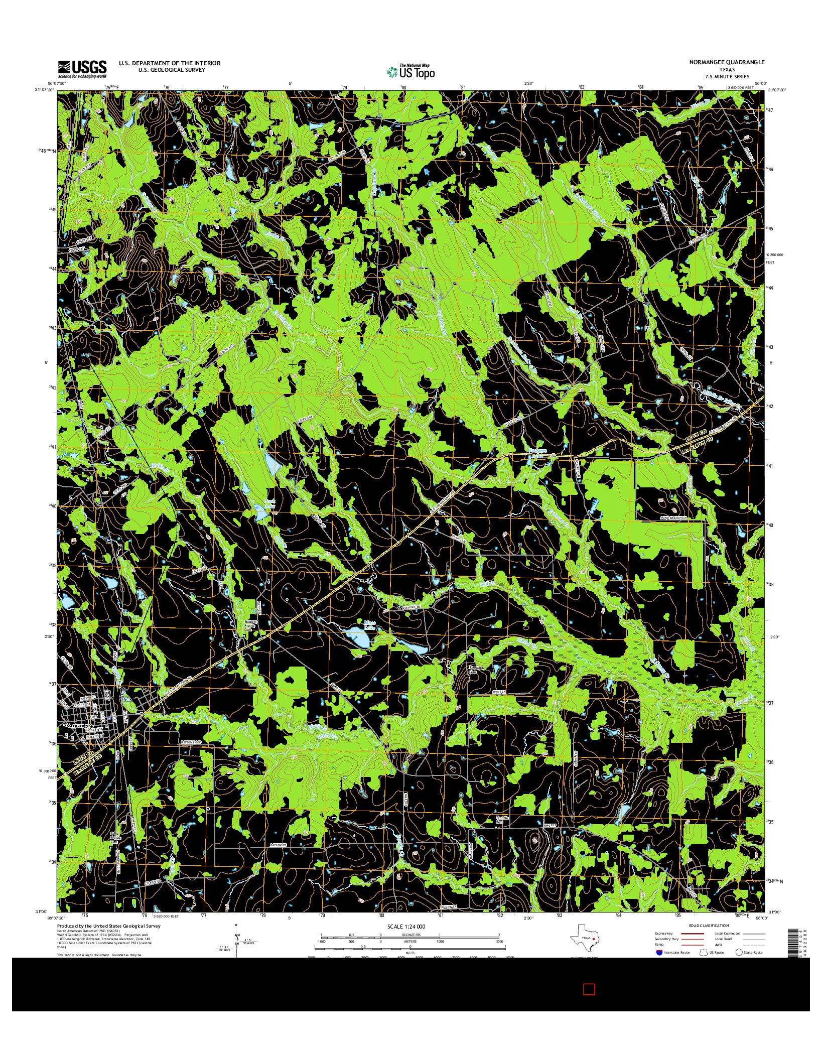 USGS US TOPO 7.5-MINUTE MAP FOR NORMANGEE, TX 2016