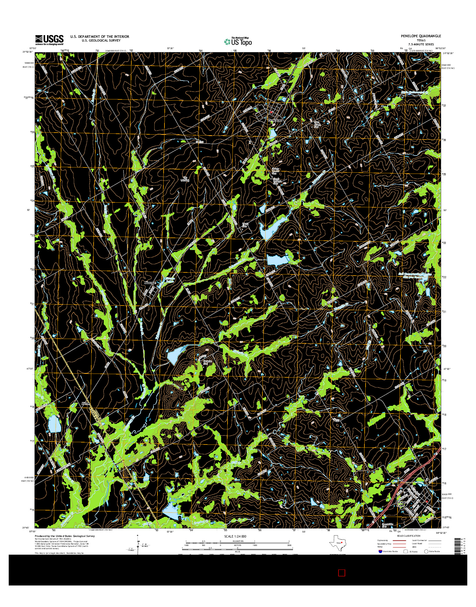 USGS US TOPO 7.5-MINUTE MAP FOR PENELOPE, TX 2016