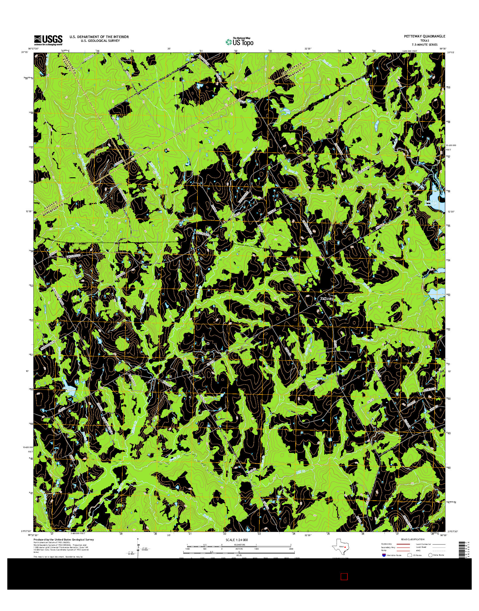 USGS US TOPO 7.5-MINUTE MAP FOR PETTEWAY, TX 2016