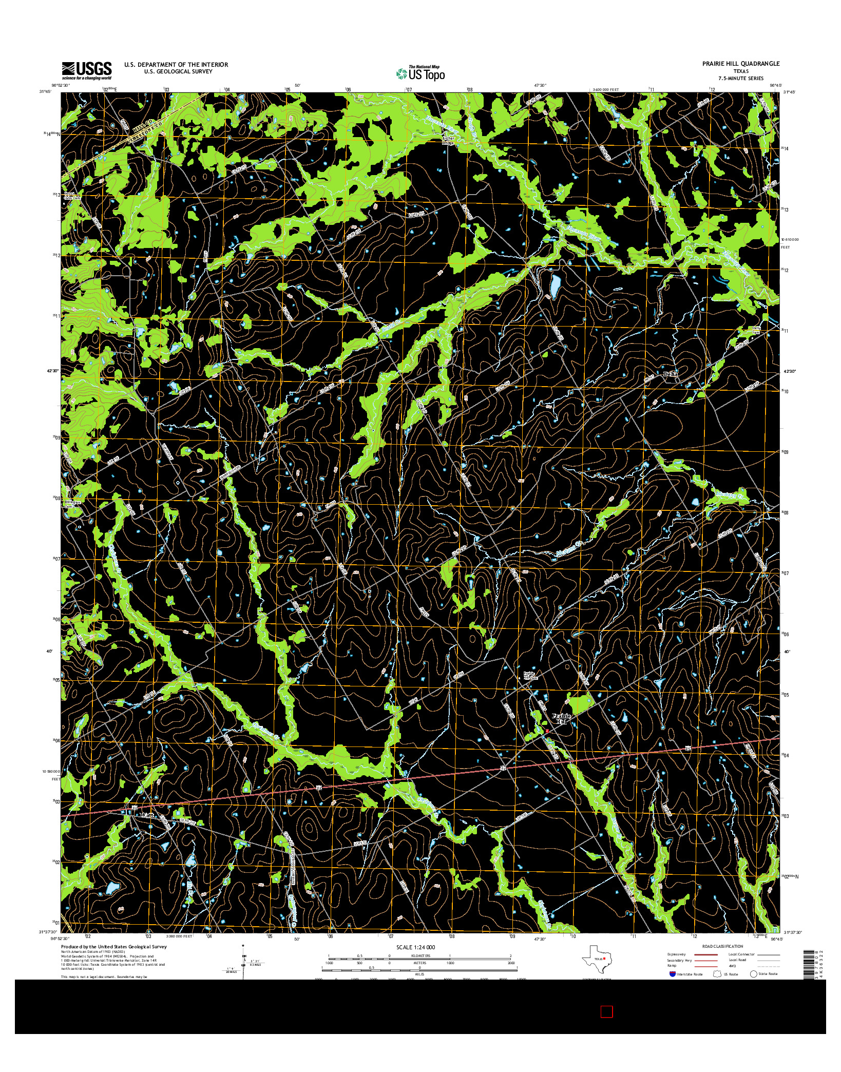 USGS US TOPO 7.5-MINUTE MAP FOR PRAIRIE HILL, TX 2016