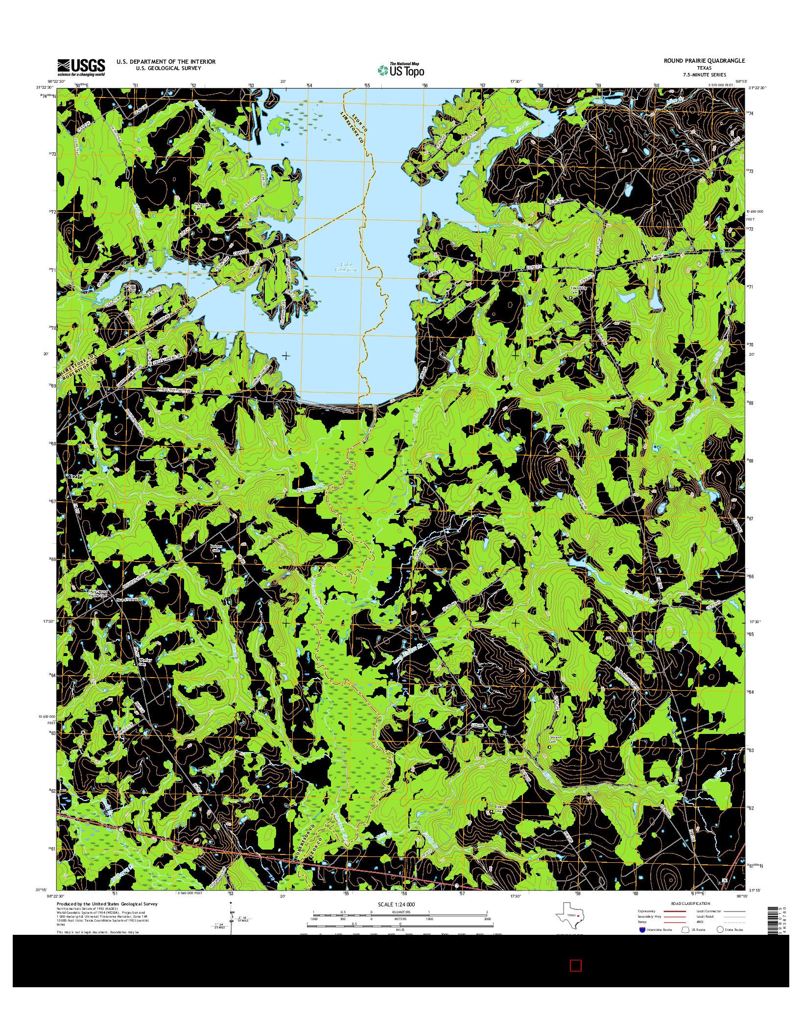 USGS US TOPO 7.5-MINUTE MAP FOR ROUND PRAIRIE, TX 2016