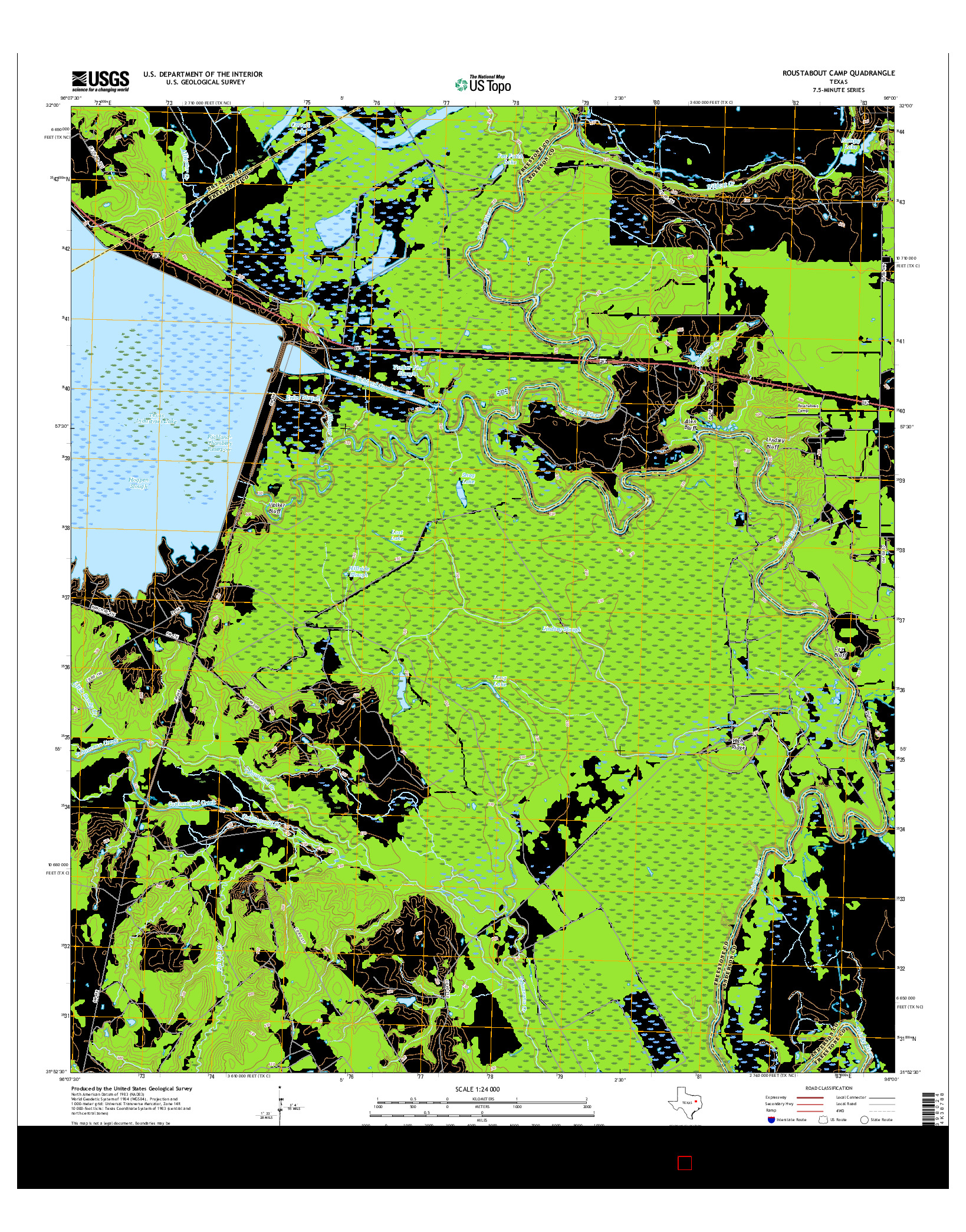 USGS US TOPO 7.5-MINUTE MAP FOR ROUSTABOUT CAMP, TX 2016