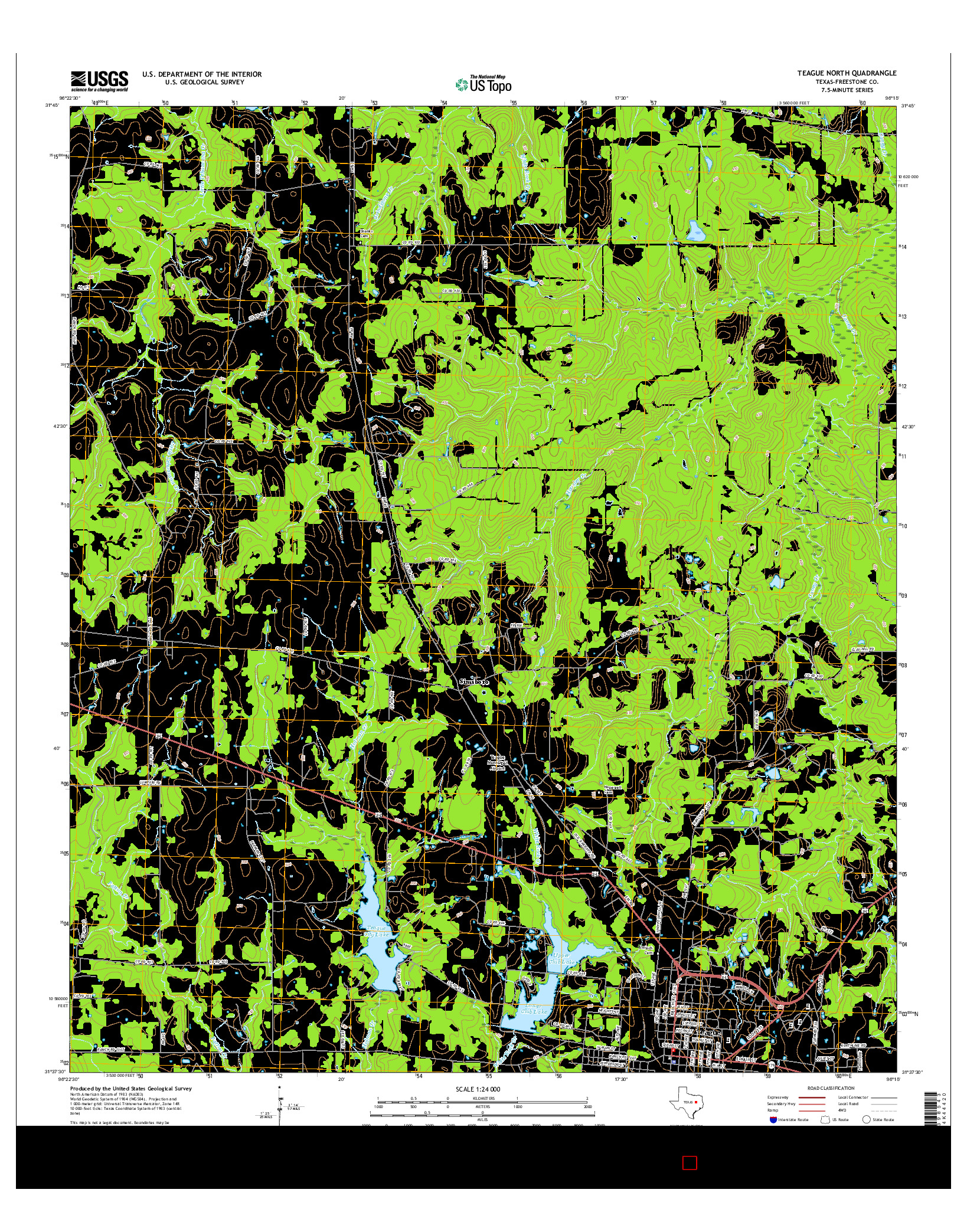 USGS US TOPO 7.5-MINUTE MAP FOR TEAGUE NORTH, TX 2016