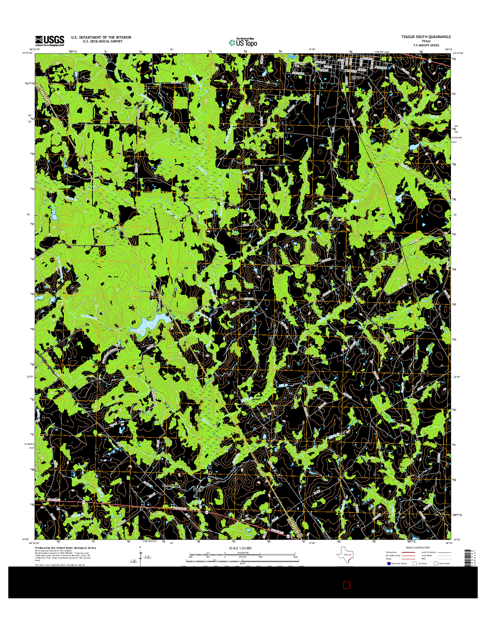 USGS US TOPO 7.5-MINUTE MAP FOR TEAGUE SOUTH, TX 2016