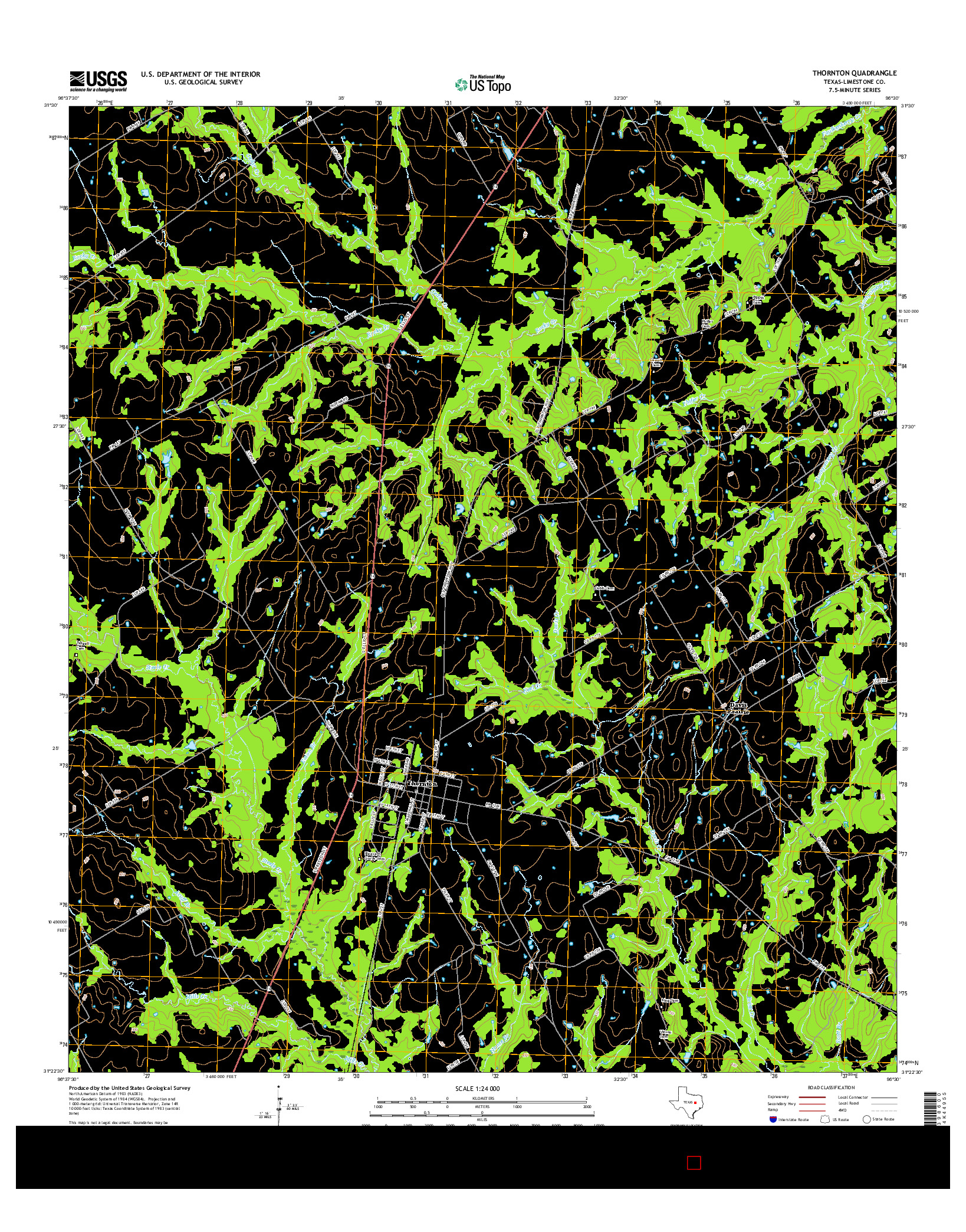 USGS US TOPO 7.5-MINUTE MAP FOR THORNTON, TX 2016