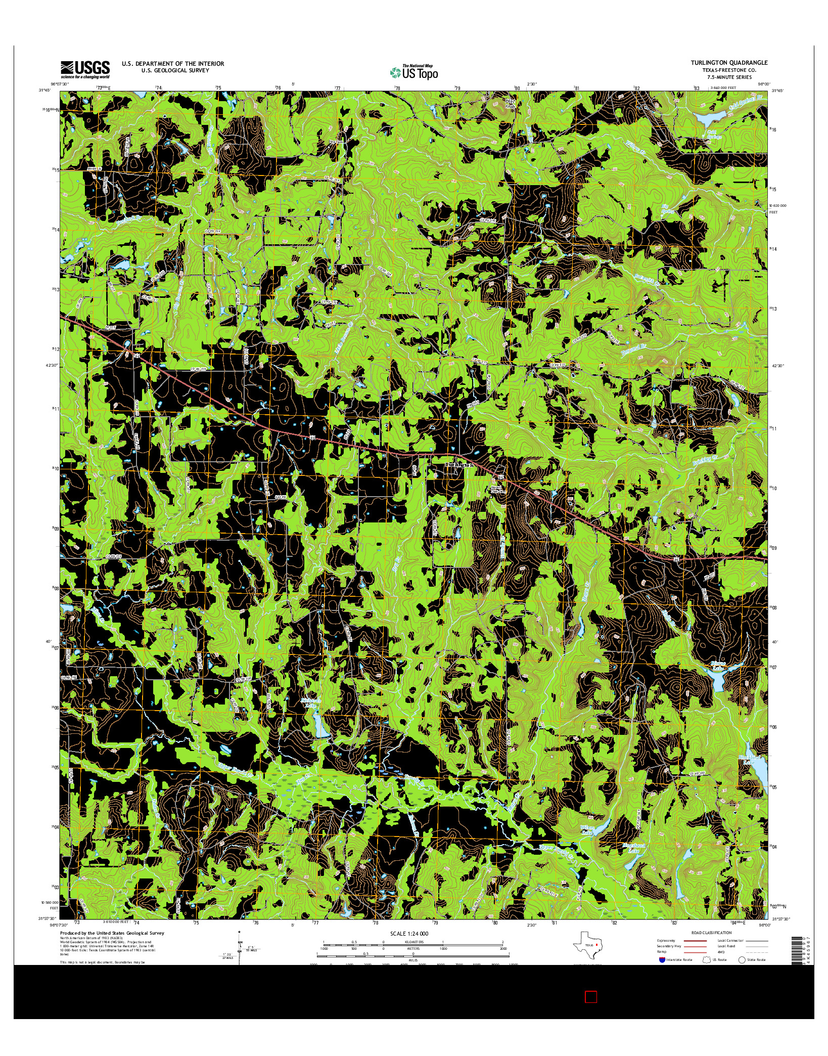 USGS US TOPO 7.5-MINUTE MAP FOR TURLINGTON, TX 2016