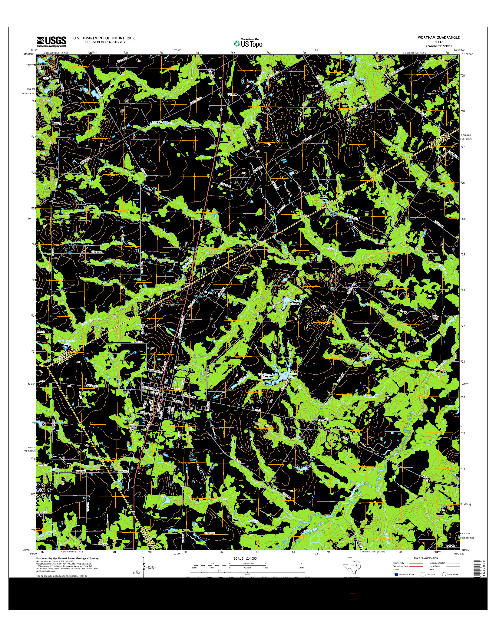 USGS US TOPO 7.5-MINUTE MAP FOR WORTHAM, TX 2016