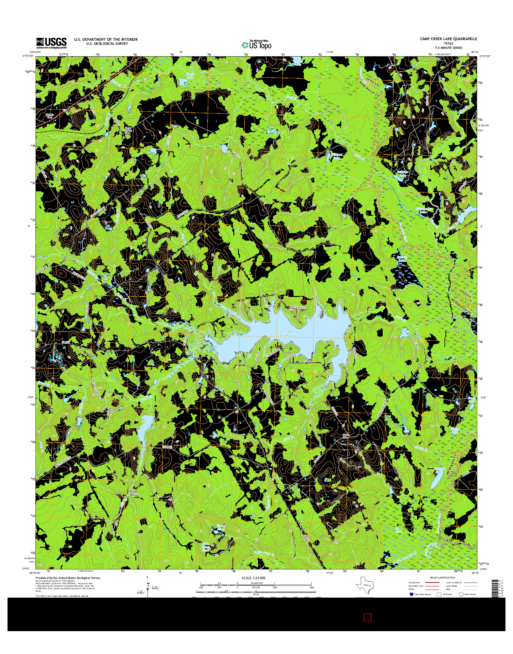 USGS US TOPO 7.5-MINUTE MAP FOR CAMP CREEK LAKE, TX 2016