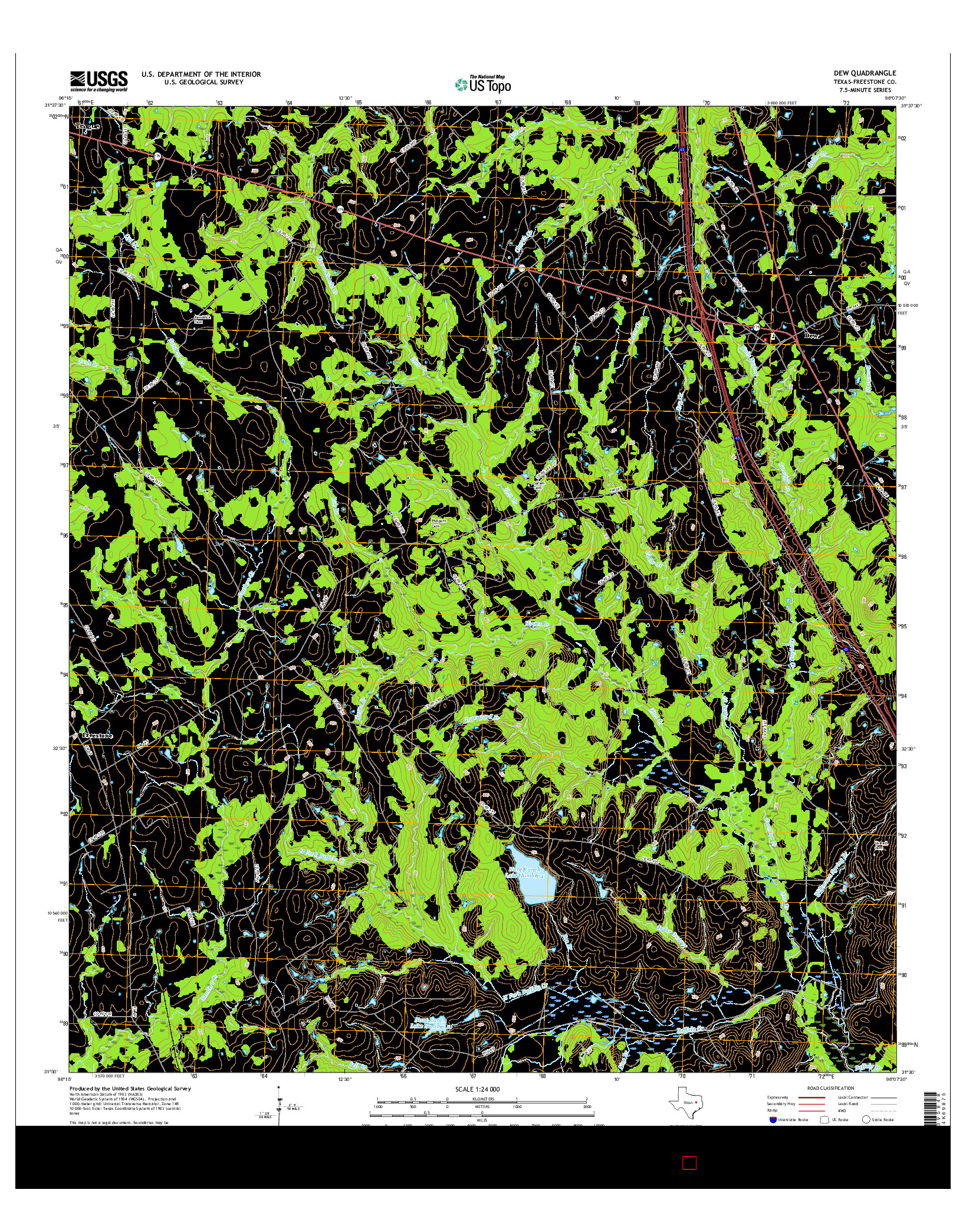 USGS US TOPO 7.5-MINUTE MAP FOR DEW, TX 2016