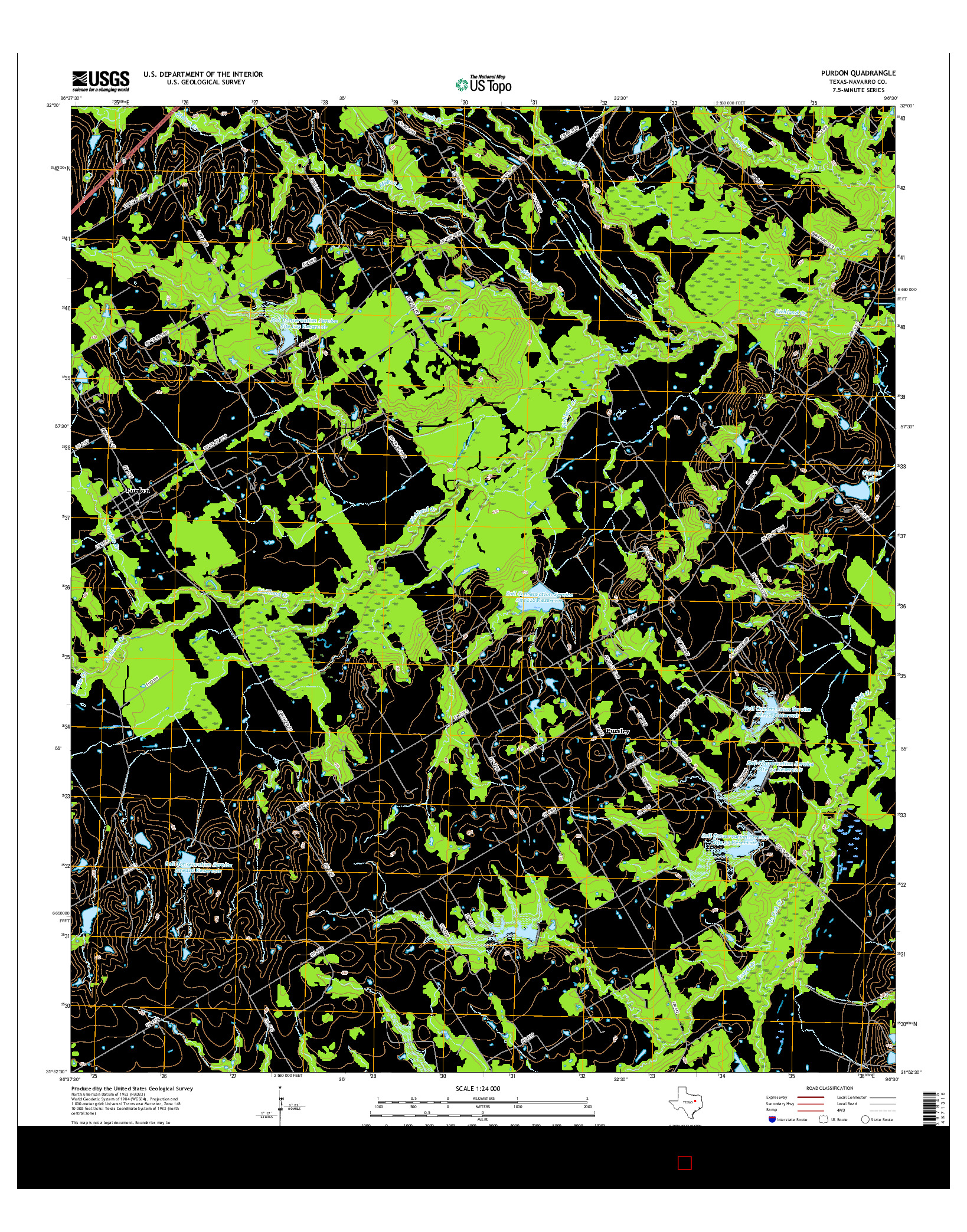 USGS US TOPO 7.5-MINUTE MAP FOR PURDON, TX 2016