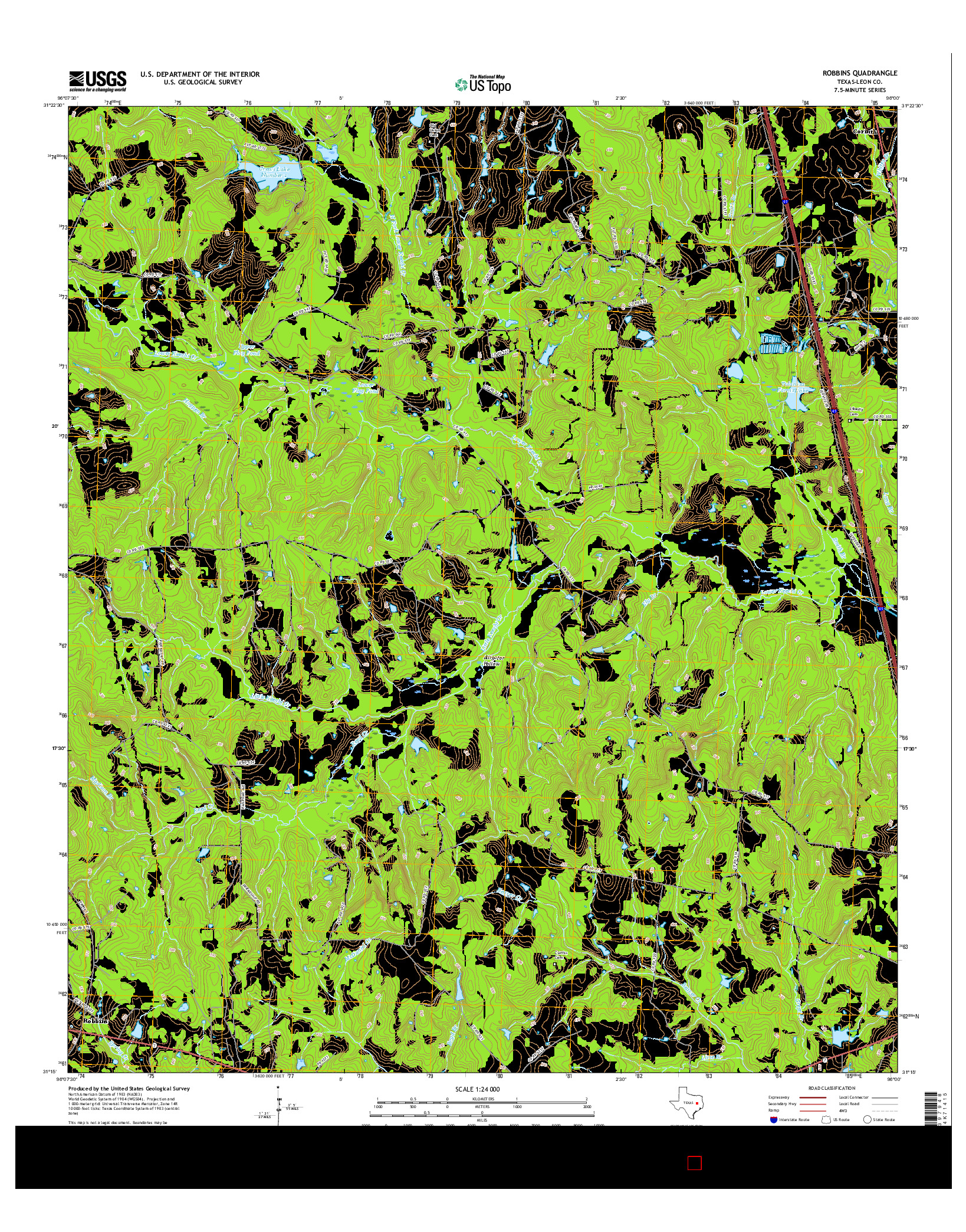 USGS US TOPO 7.5-MINUTE MAP FOR ROBBINS, TX 2016