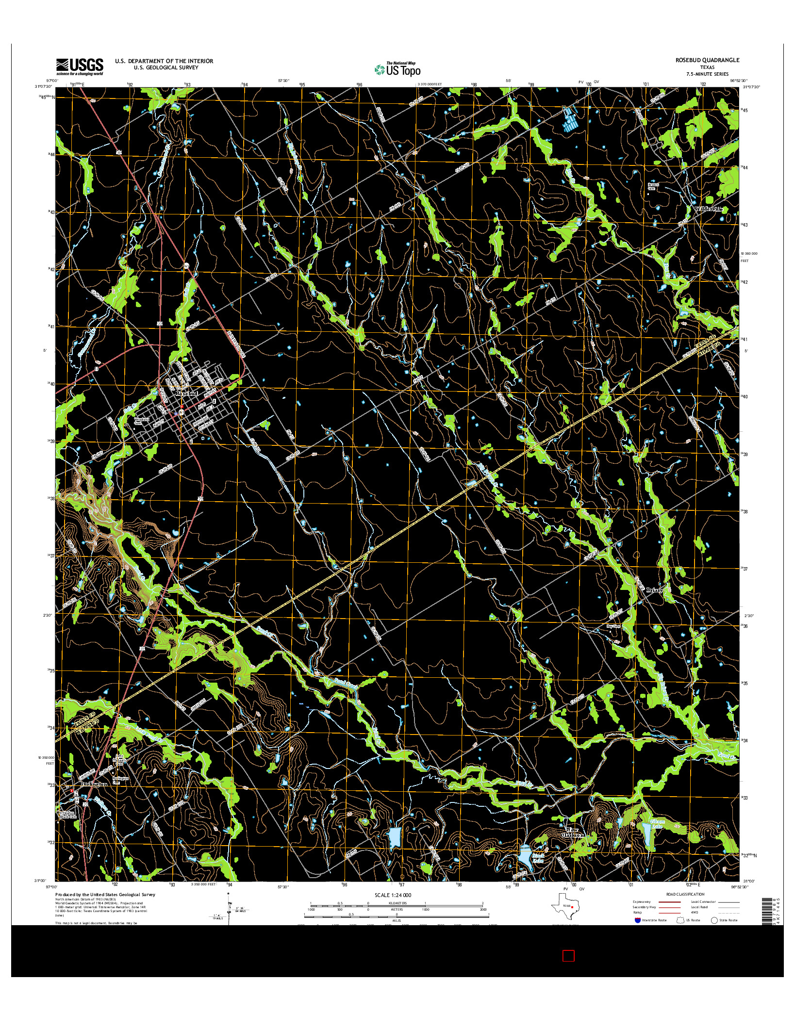 USGS US TOPO 7.5-MINUTE MAP FOR ROSEBUD, TX 2016