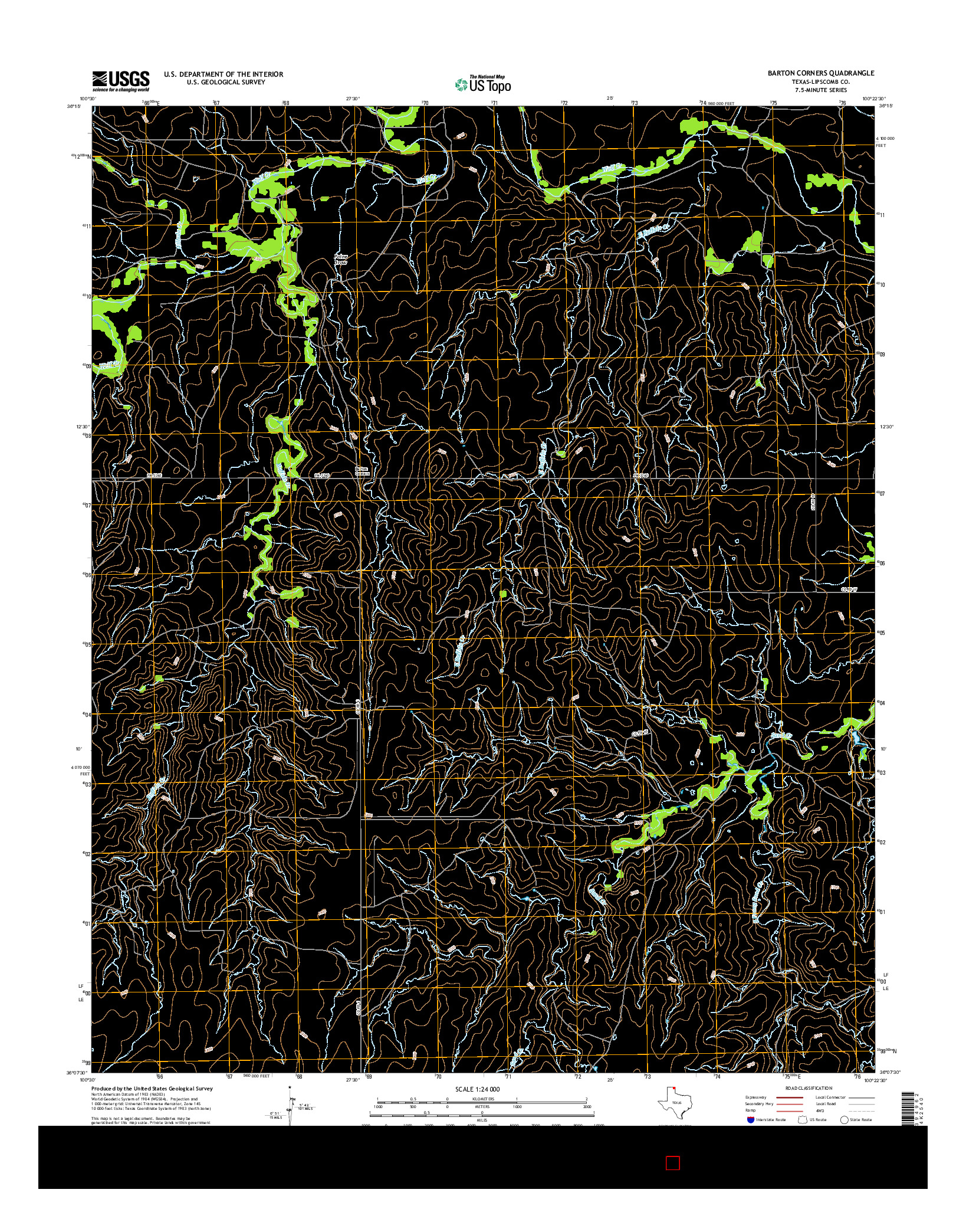USGS US TOPO 7.5-MINUTE MAP FOR BARTON CORNERS, TX 2016